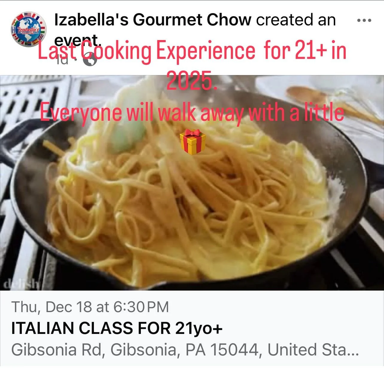 Join Chef Sofya in the Italian Cooking Experience . 4 course dinner including making Pasta from scratch!!! #izabellasgourmetchowclasses #izabellasgourmetchowcreativedishes