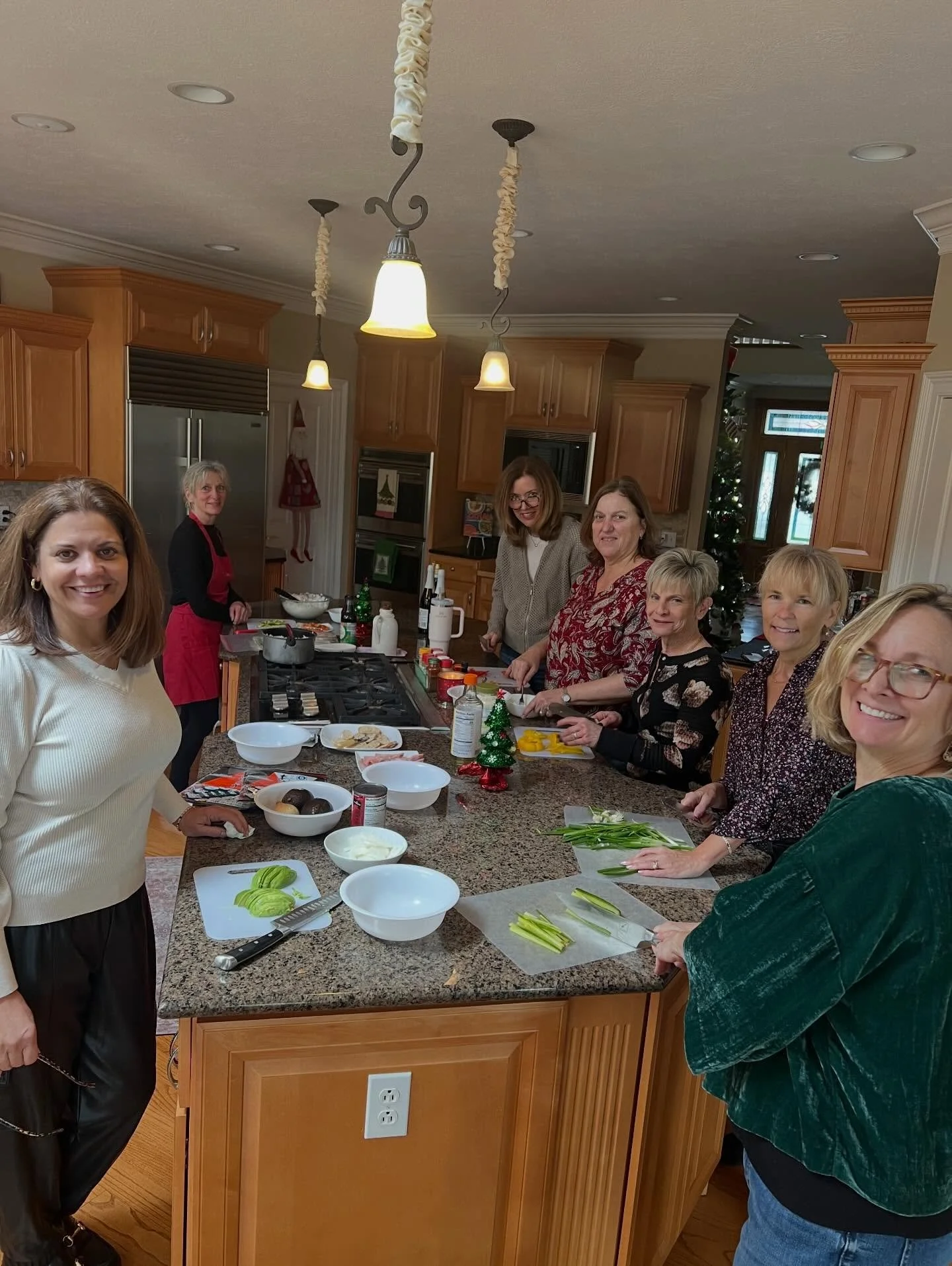 A Book Club&rsquo;s Holiday Celebration!! Sushi!! Egg Rolls!! Spring Rolls! Bruschetta!! Cannoli!! Wine!! Cooking Experience. Fun times!! #izabellasgourmetchowclasses #holidayexperiences #cookingexperiences