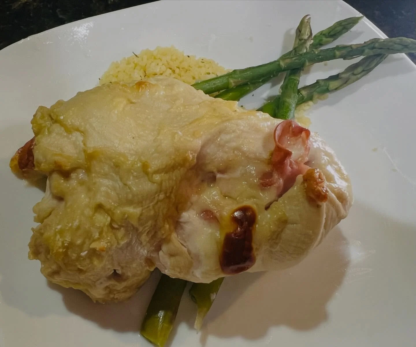 Chicken Cordon Bleu! 😋 A beautiful marriage between Mortadella and Stilton wrapped inside chicken. Not intimidating at all. 
#izabellasgourmetchowcreations #easydinners #foodisgood #foodisgoodforsoul