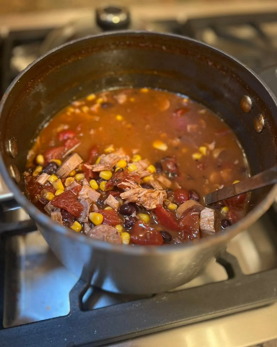 Back to soups. Really? Roasted Chicken and Chicken Jalape&ntilde;o Sausage Tortilla Soup. Hopefully it&rsquo;s my last batch of hot soups. 🙏🏻 for Gazpacho weather 🌞  #alwaysfromscratch #tasteful #cookingwithatwist #dinnersunder30minutes