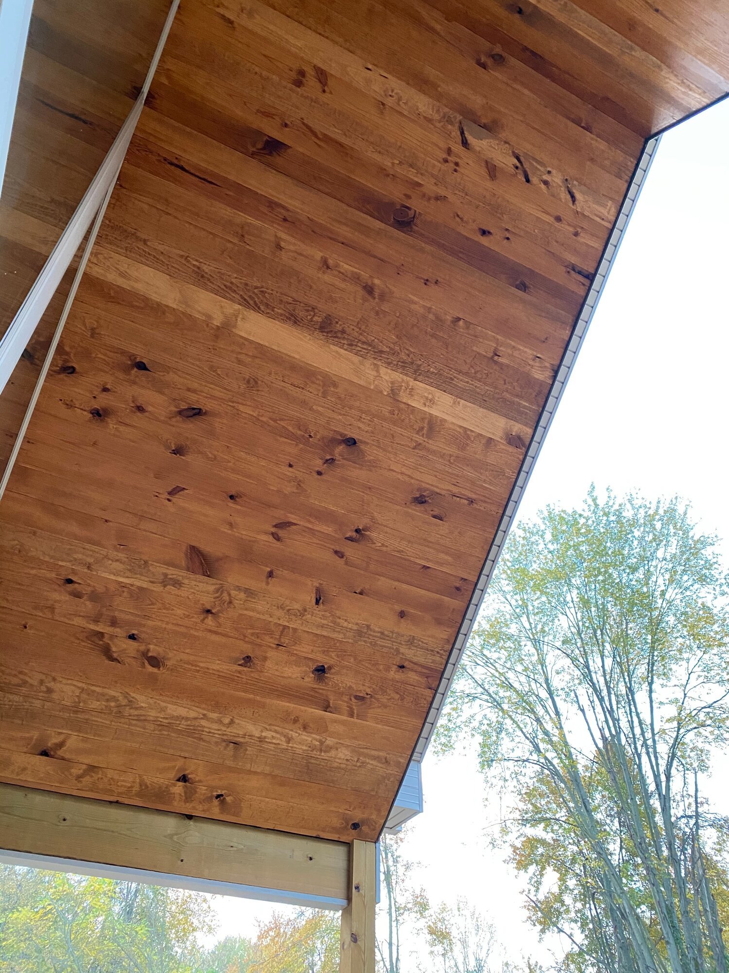  On their porch ceiling, the ratio of their stain was 80% pecan to 20% dark oak. 