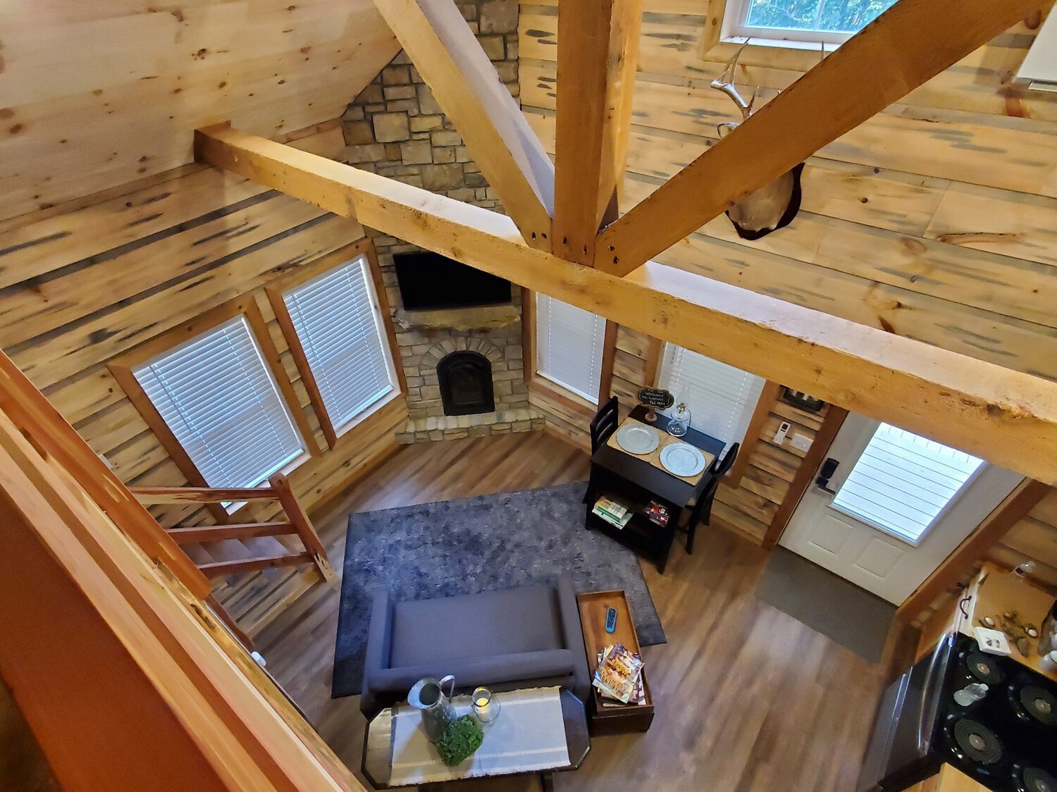  At the beginning of the pandemic, Eric’s chiropractic practice closed for a while, and he took advantage of the time to finish up their cabins. They are renting out all three of them year round now, check them out on Vrbo:   Cozy Cottage in the Wood