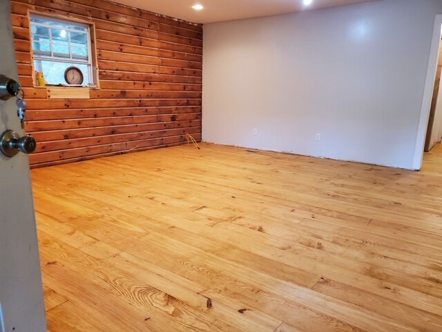  They eventually decided on the Southern Yellow Pine flooring, and ended up with enough extra to use it for a shiplap look on their walls and ceiling! 
