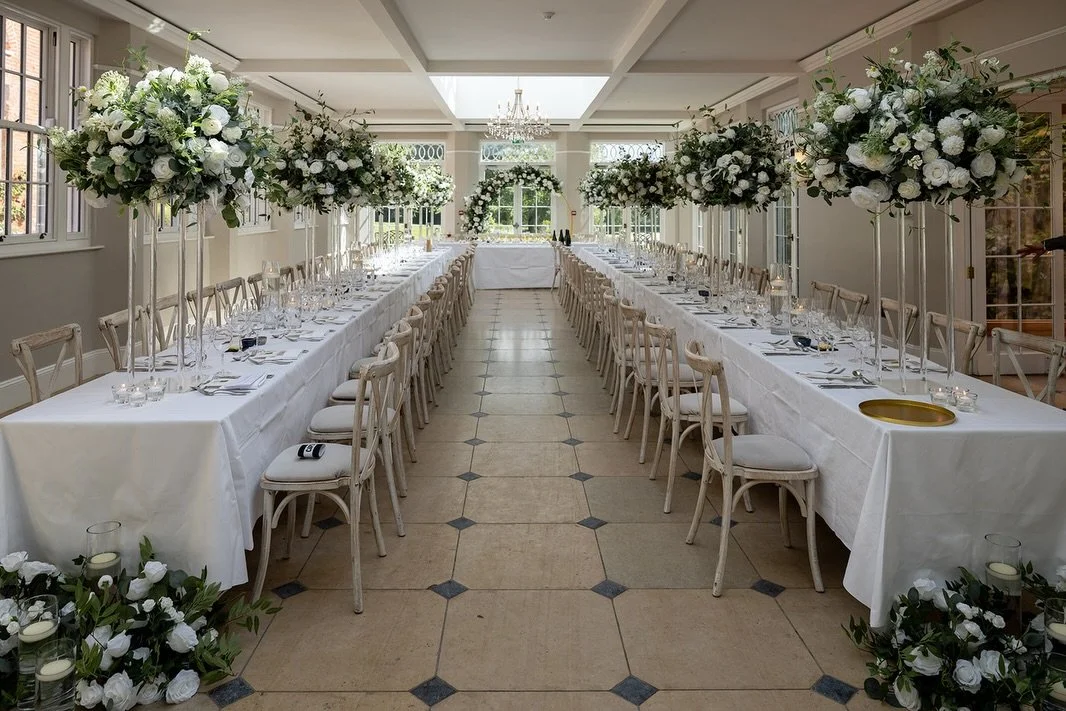 Bryony &amp; Jake at the gorgeous Rockbeare Manor 

The Foliage &amp; Rose range styled on banquet style tables in The Ballroom - we just love this styling, a beautifully modern alternative to traditional round tables. 

Styling items used: 

Semi Co