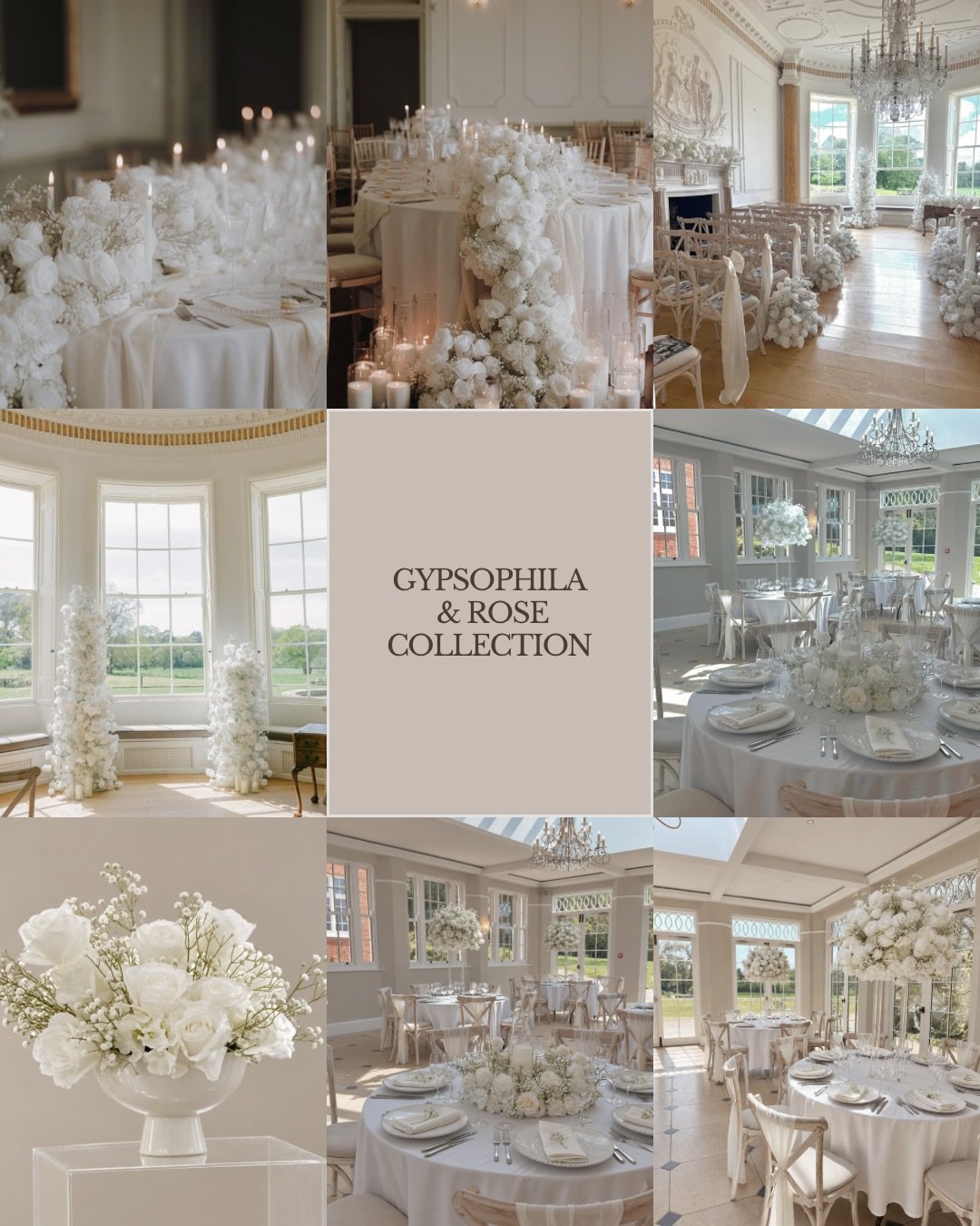 Gypsophila &amp; Rose 🤍

Modern, elegant and effortlessly timeless.

A beautiful combination of delicate gypsophila and classic white roses, creating a luxurious, contemporary look with a soft, romantic finish.

From statement centrepieces to coordi