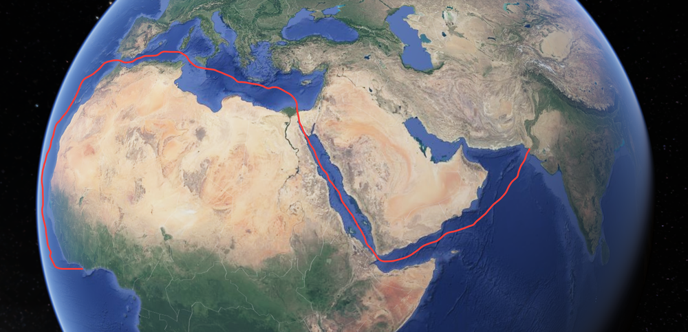  Typical ship journey between Sindh and the Gold Coast (via the Suez Canal) at the time of the British Empire 