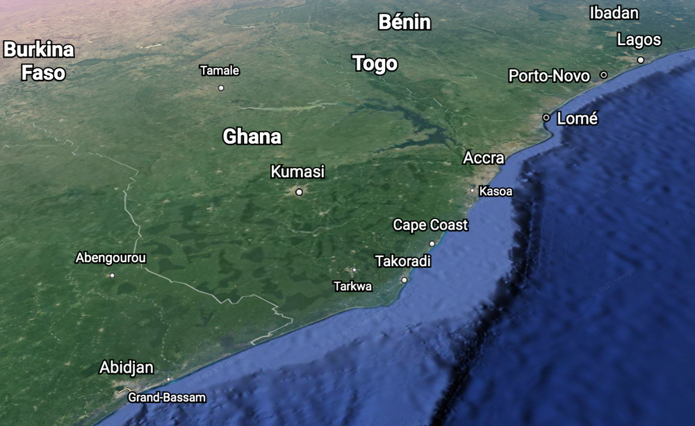  Ghana and its surrounding countries. Source: Google Earth 