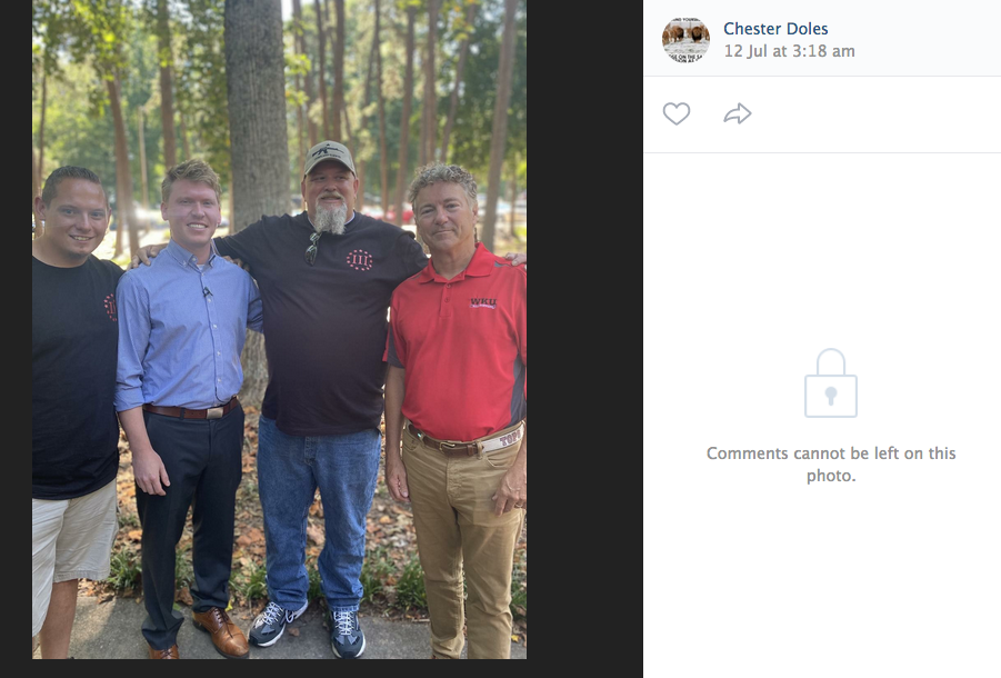 Joshua Mote, GA State Rep. Matt Gurtler (R), white supremacist Sean Keena, and Sen. Rand Paul (R-KY)