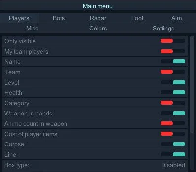 Arena Breakout Infinite cheat ESP active on enemies
