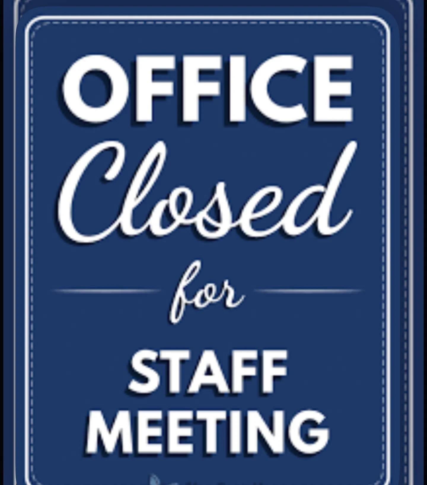 We will be closed from 1pm-2pm for a staff meeting! We apologize for any inconvenience.