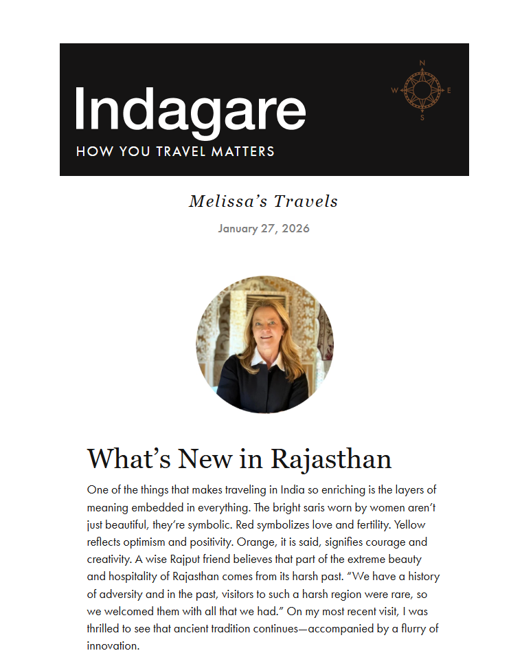 Indagare | Melissa's Travels,  January 27, 2026