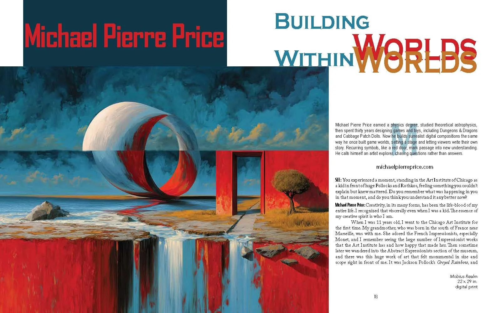 Opening spread of Michael Pierre Price article