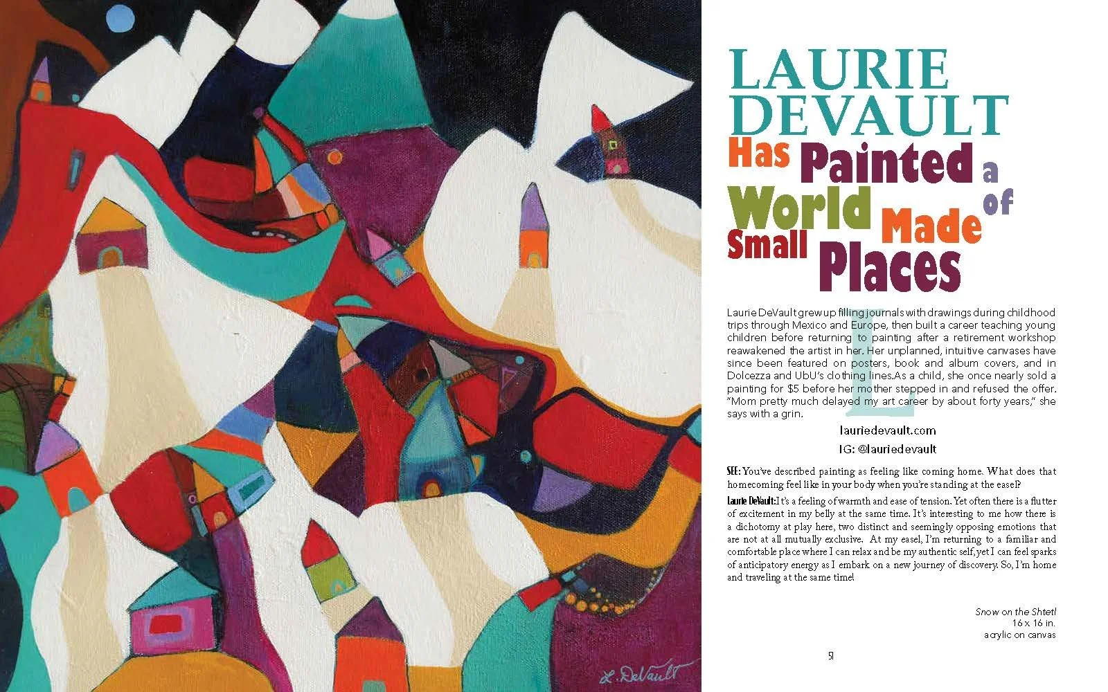 Opening spread of Laurie DeVault article