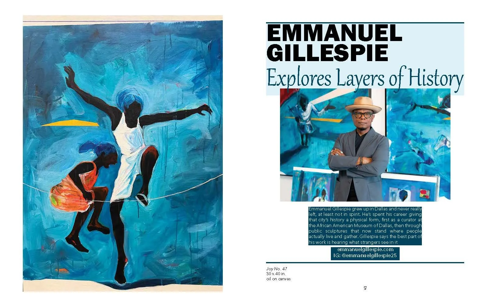 Opening spread of Emmanual Gillespie article