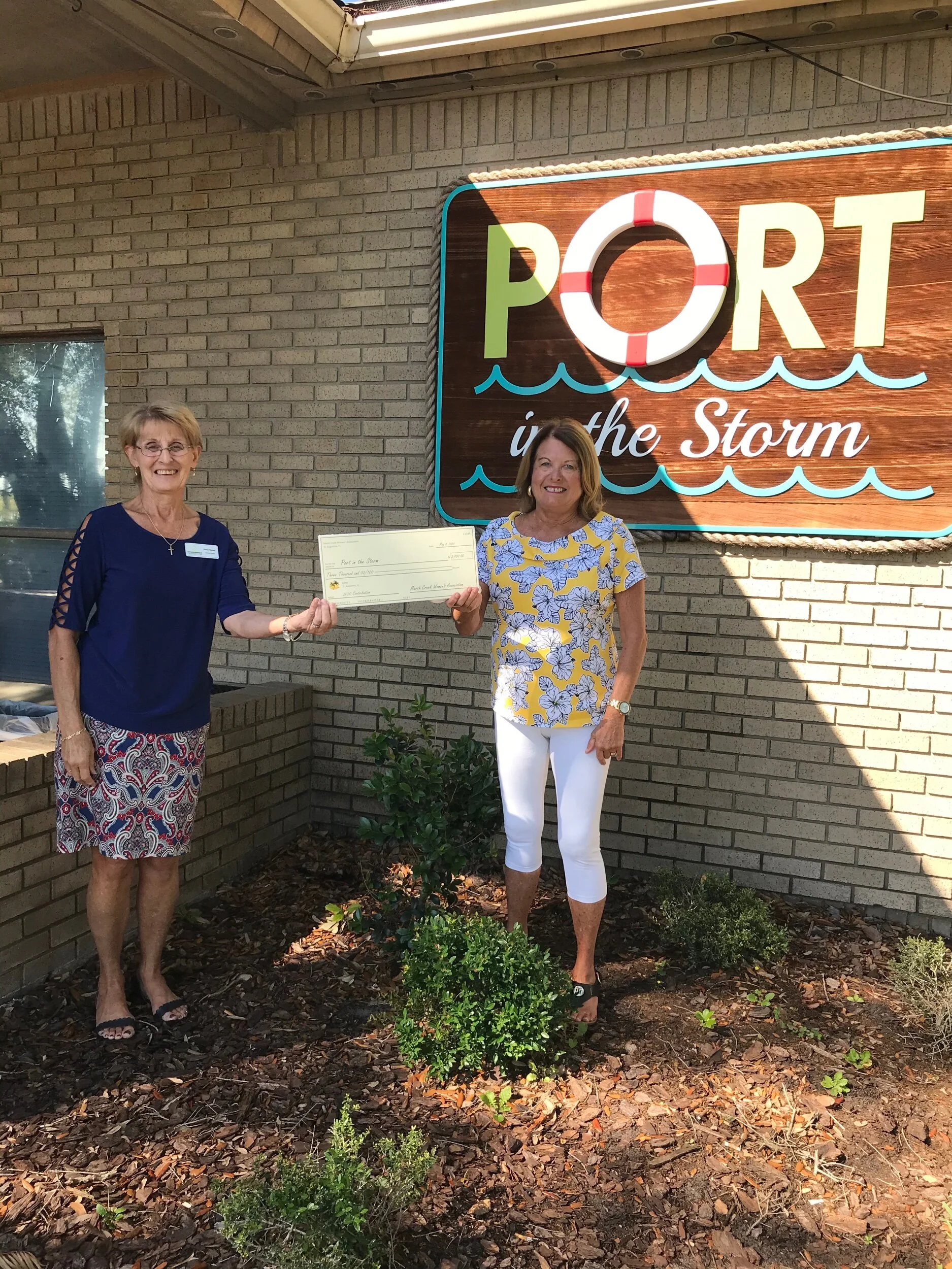 Check Presented to Port In The Storm