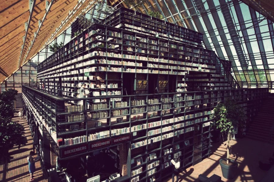 Book Mountain, Spijkenisse, Netherlands, amazing library, Libraries, Netherlands Library, Largest Library, Mountains of Books, Lots of Books, Hike Book Mountain, Modern Buildings, Modern Structures, Rotterdam, Glass Building, Modern Library, Barnesa…