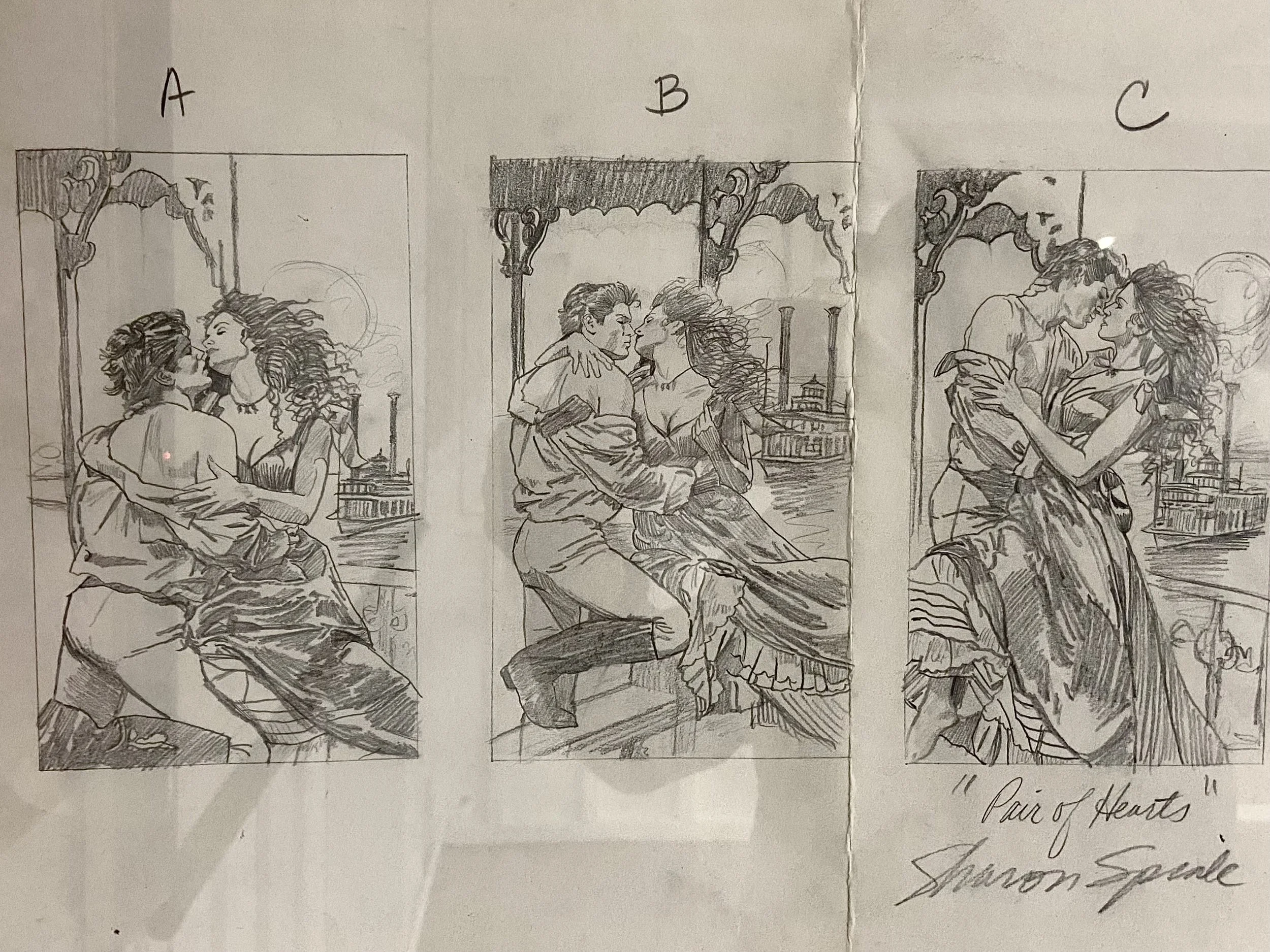 Sketch for PAIR OF HEARTS (author Myra Rowe)