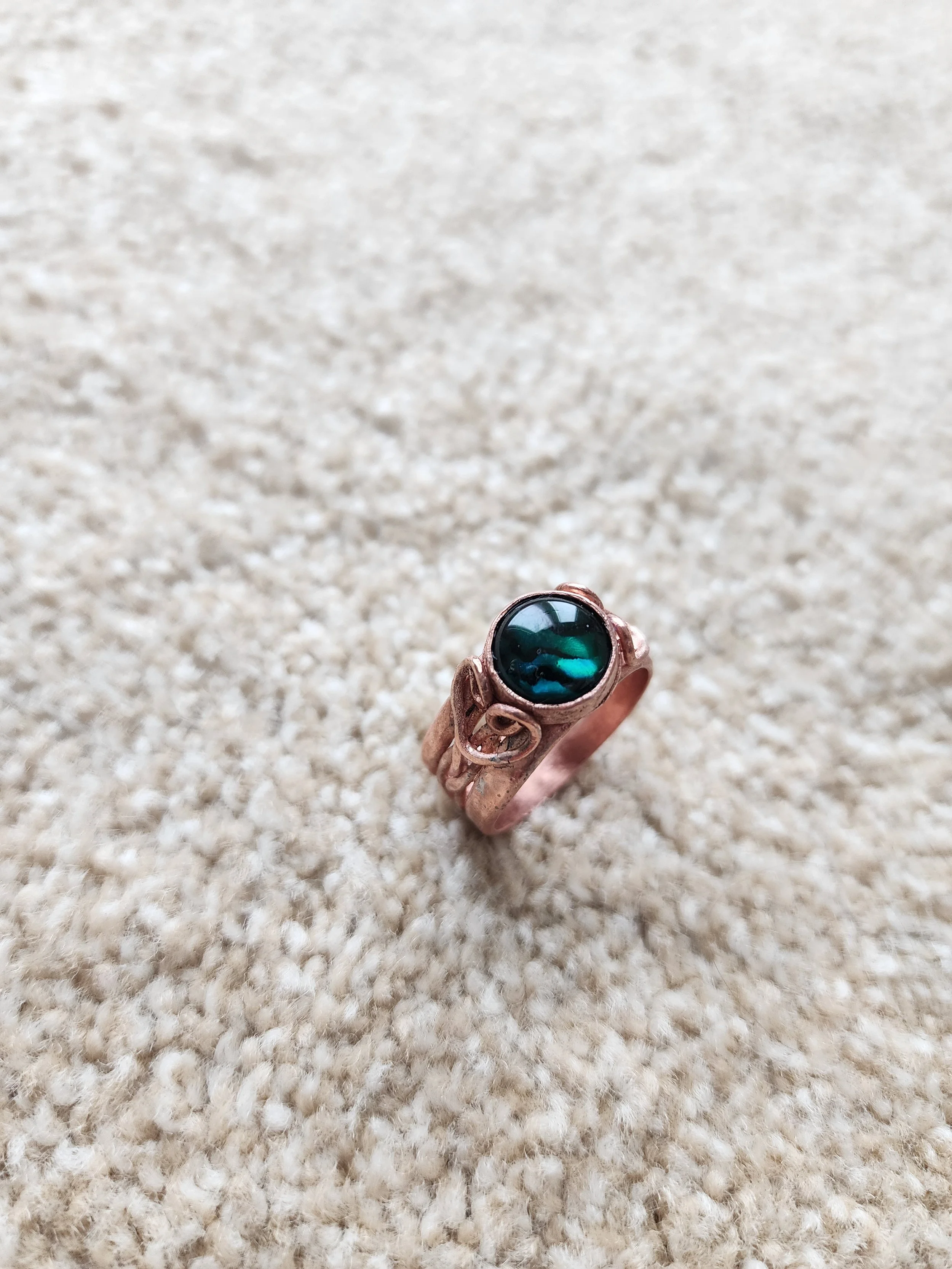 Paua stone copper ring