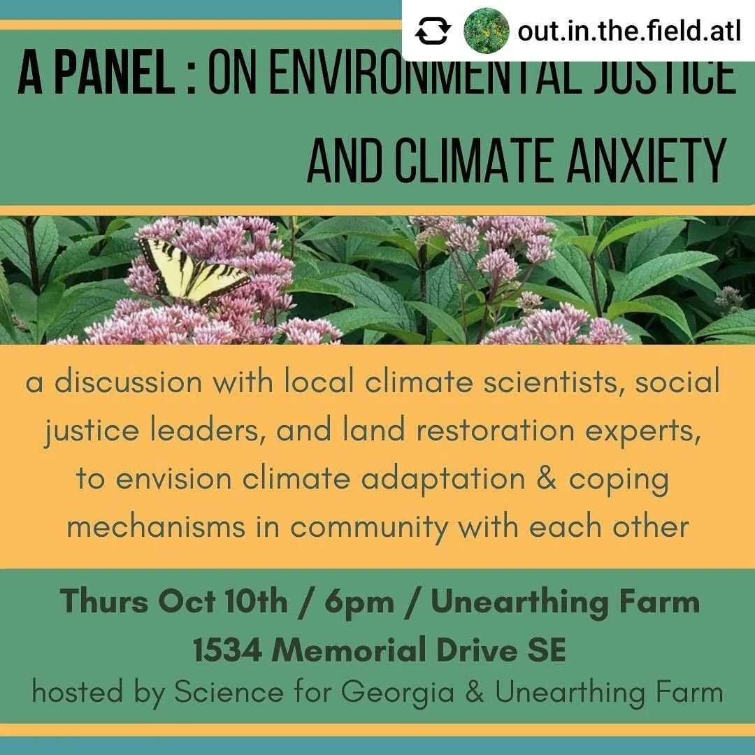 Join us this Thursday from 6-7 for the Environmental Justice and Climate Anxiety Panel! 

Tea Povolny will be joining Rev. Dr. Leanna Jones, Dr. Emily Burchfield, and Opal K. C. Baker on the panel! 

We're so excited to see y'all there 😉

#ecologica