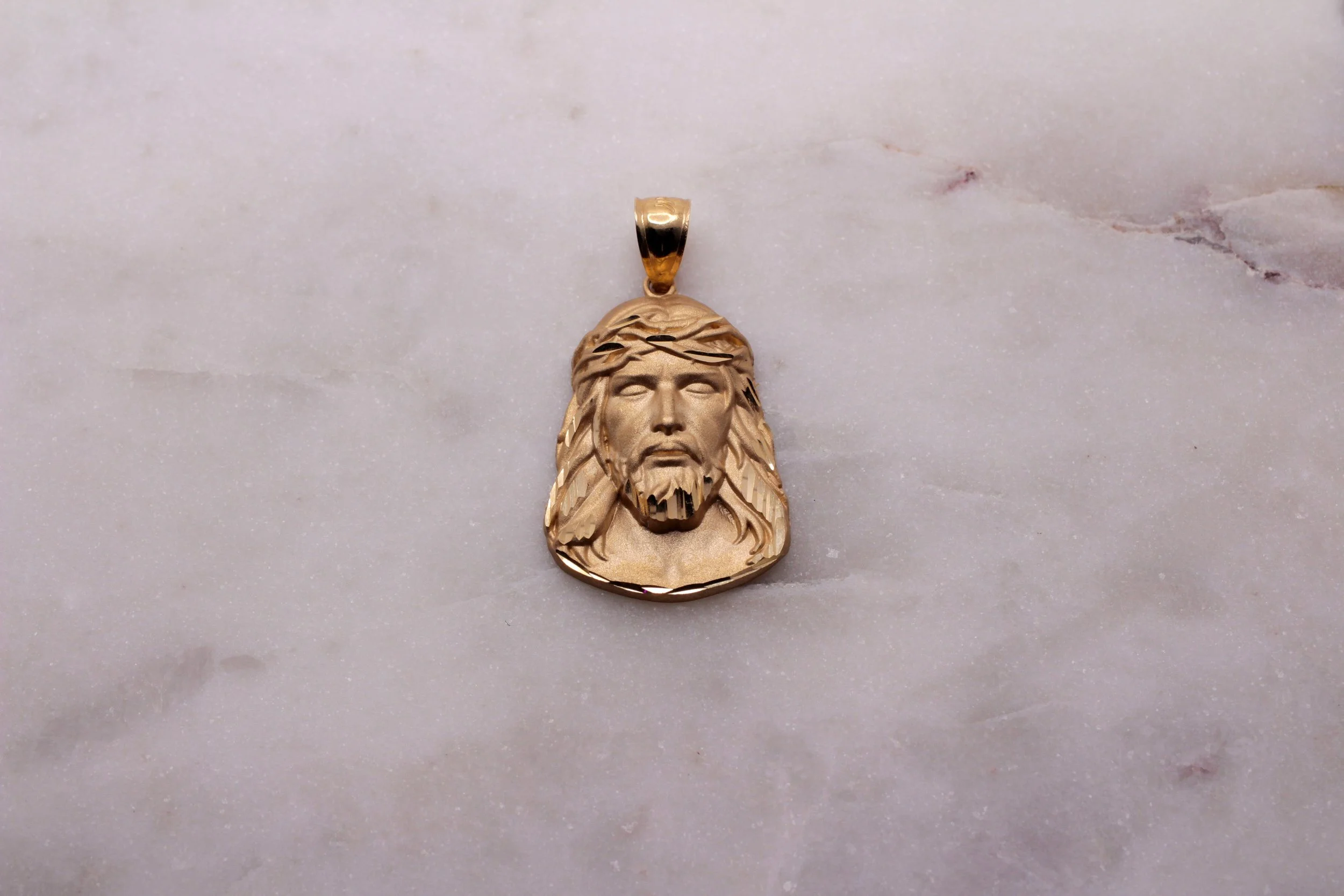 14k Jesus piece diamond cut