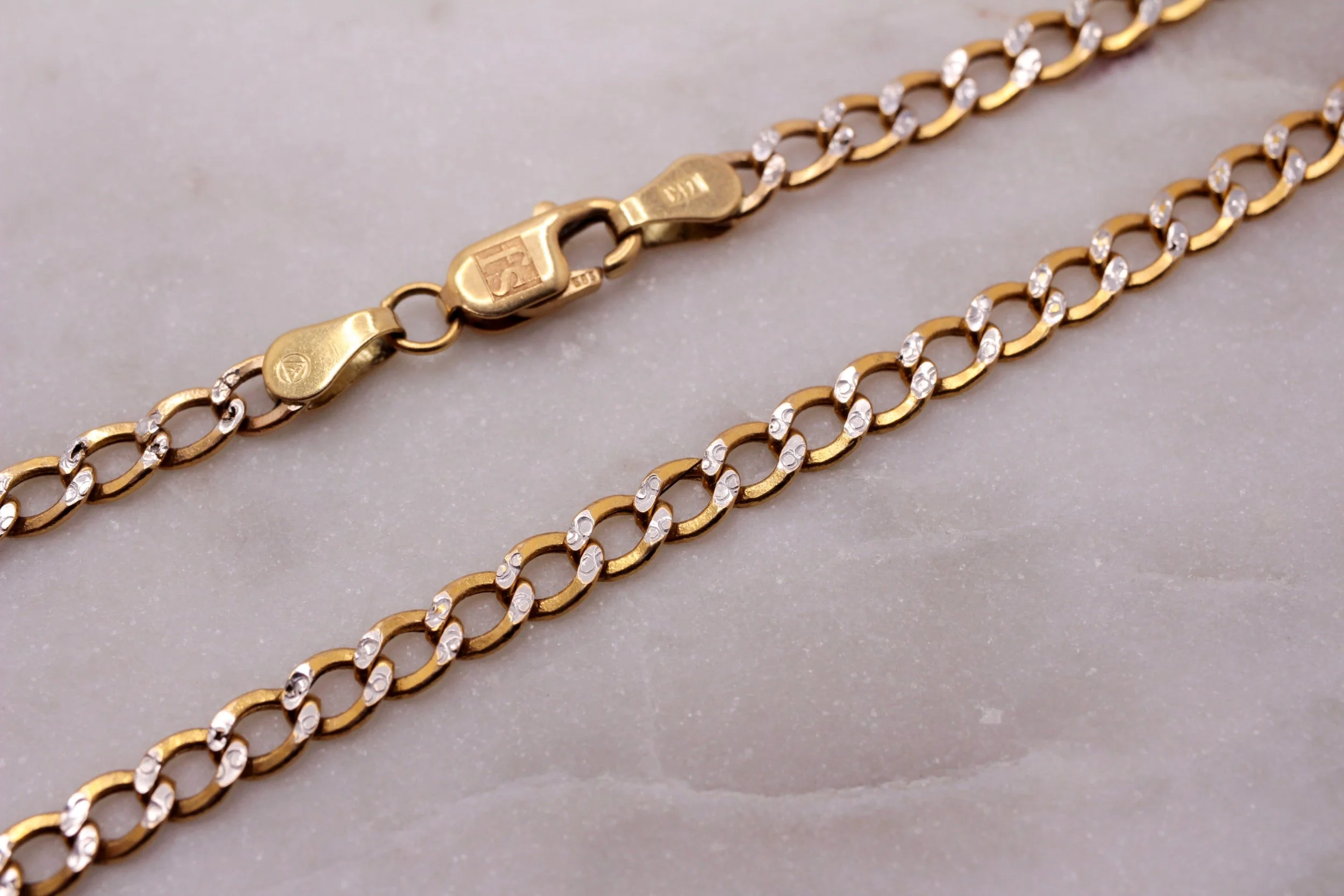 14k Gold Curb Cuban Diamond cut