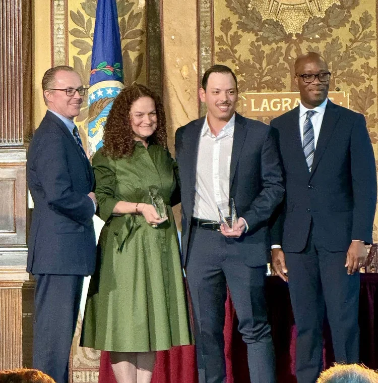 Celebrating an honor with colleagues