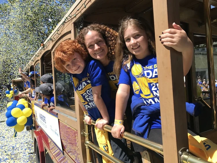Warriors championship parade with the kids