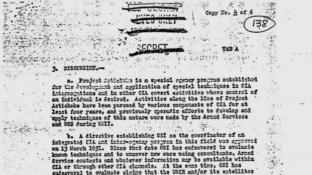 CIA Top Secret Project Artichoke