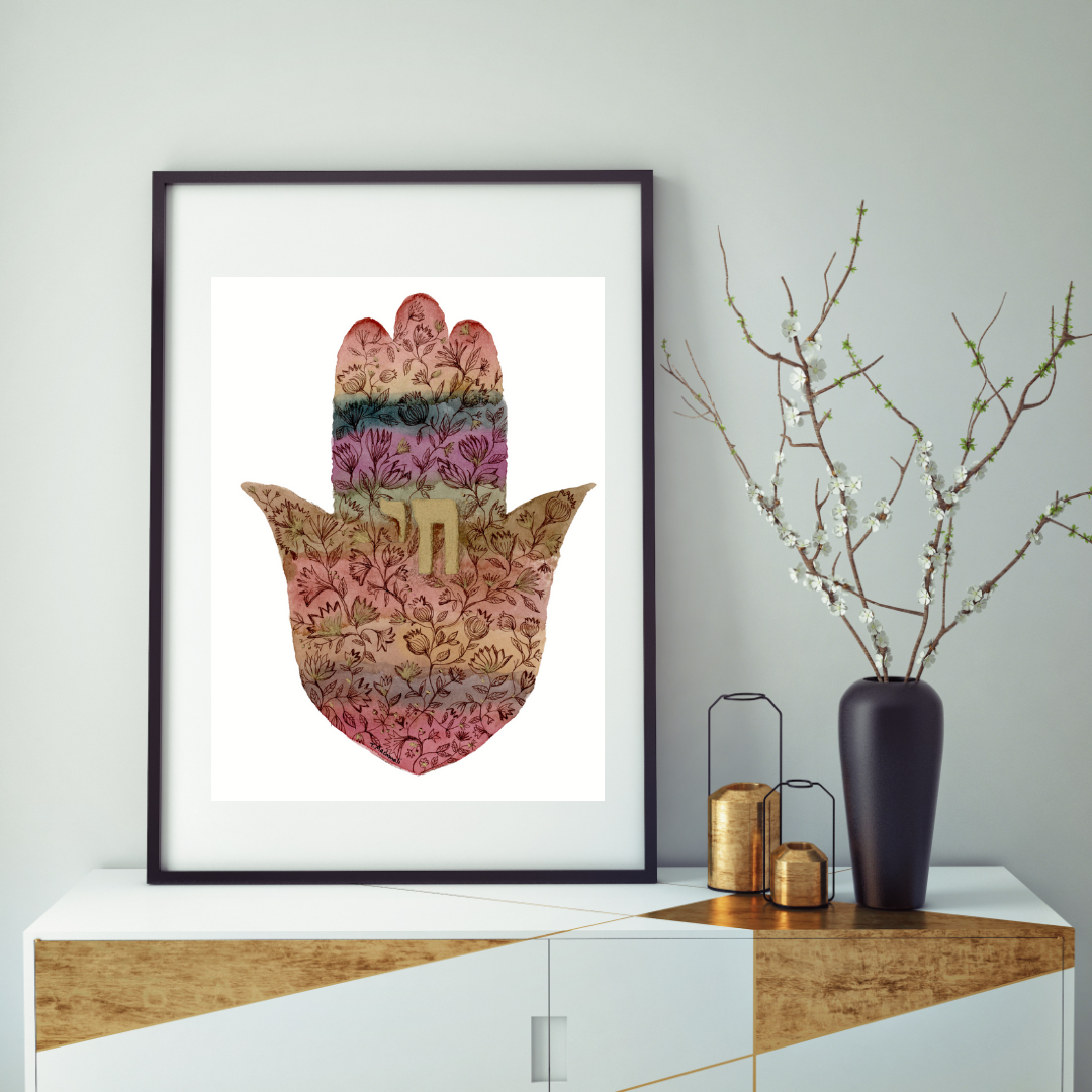 Earthy Floral Hamsa – חי