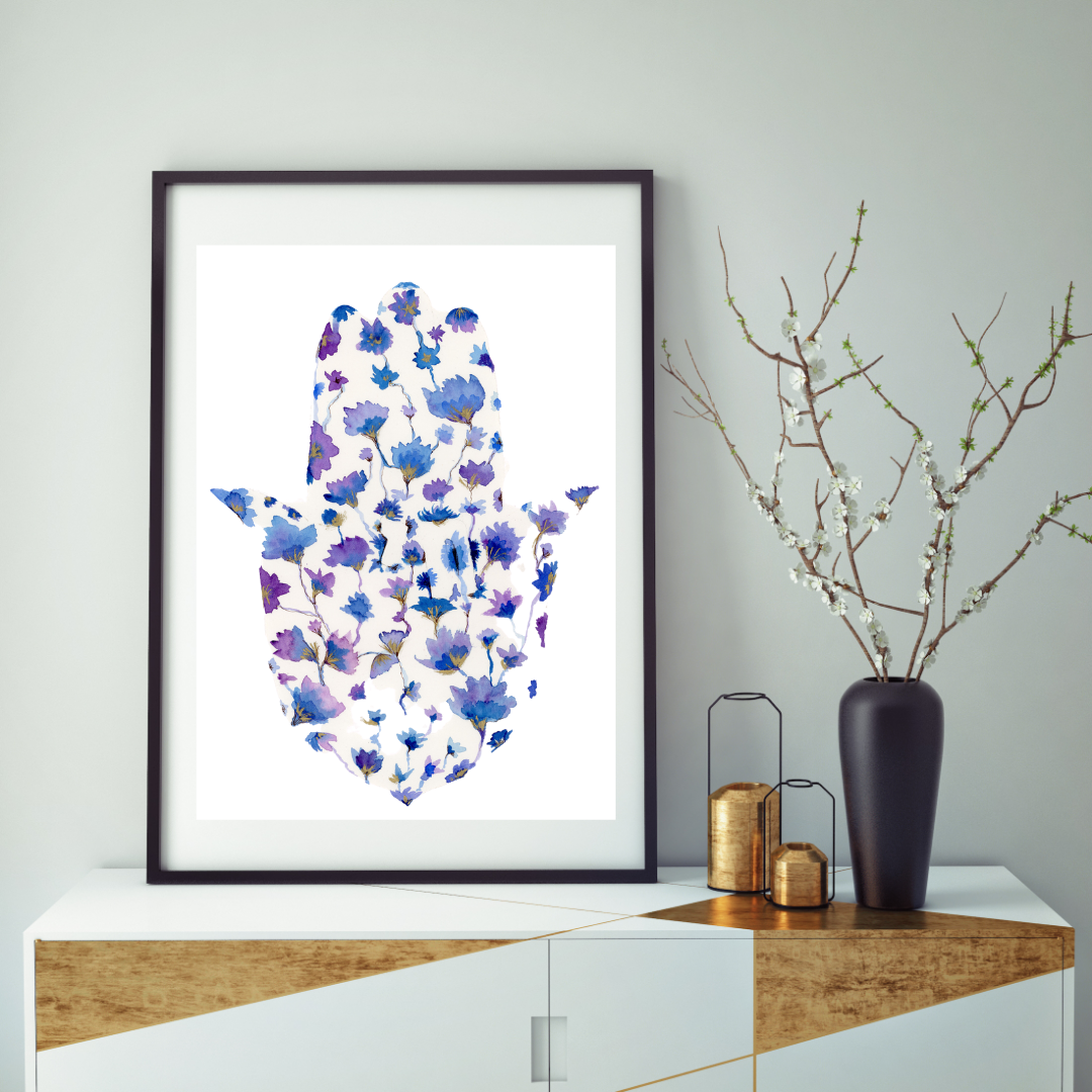 Purple Floral Hamsa