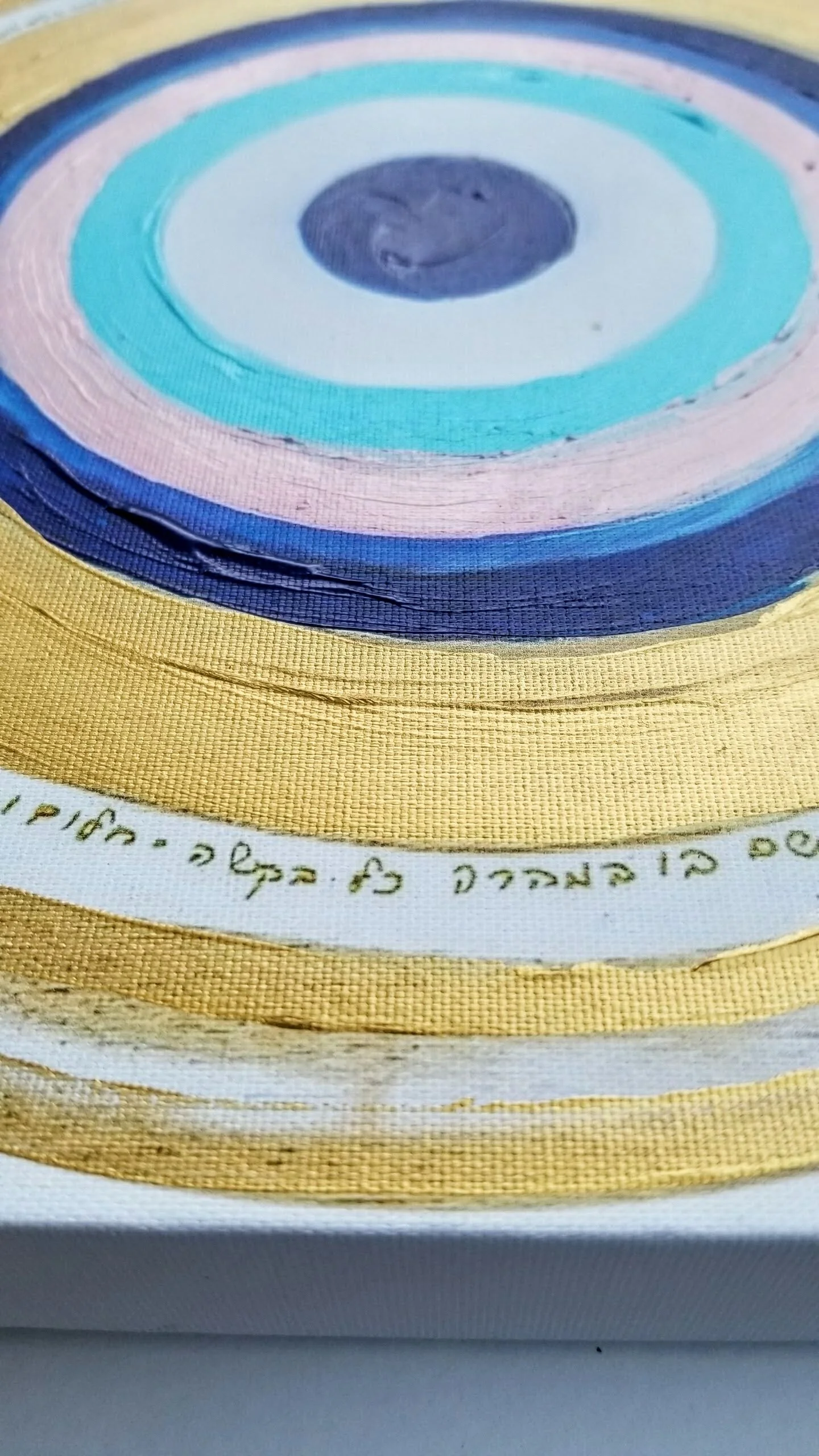 Feminine Divine Protection Circular original artwork (evil eye) on a canvas with a  prayer  of protection, love and abundance by Tammy Machmali