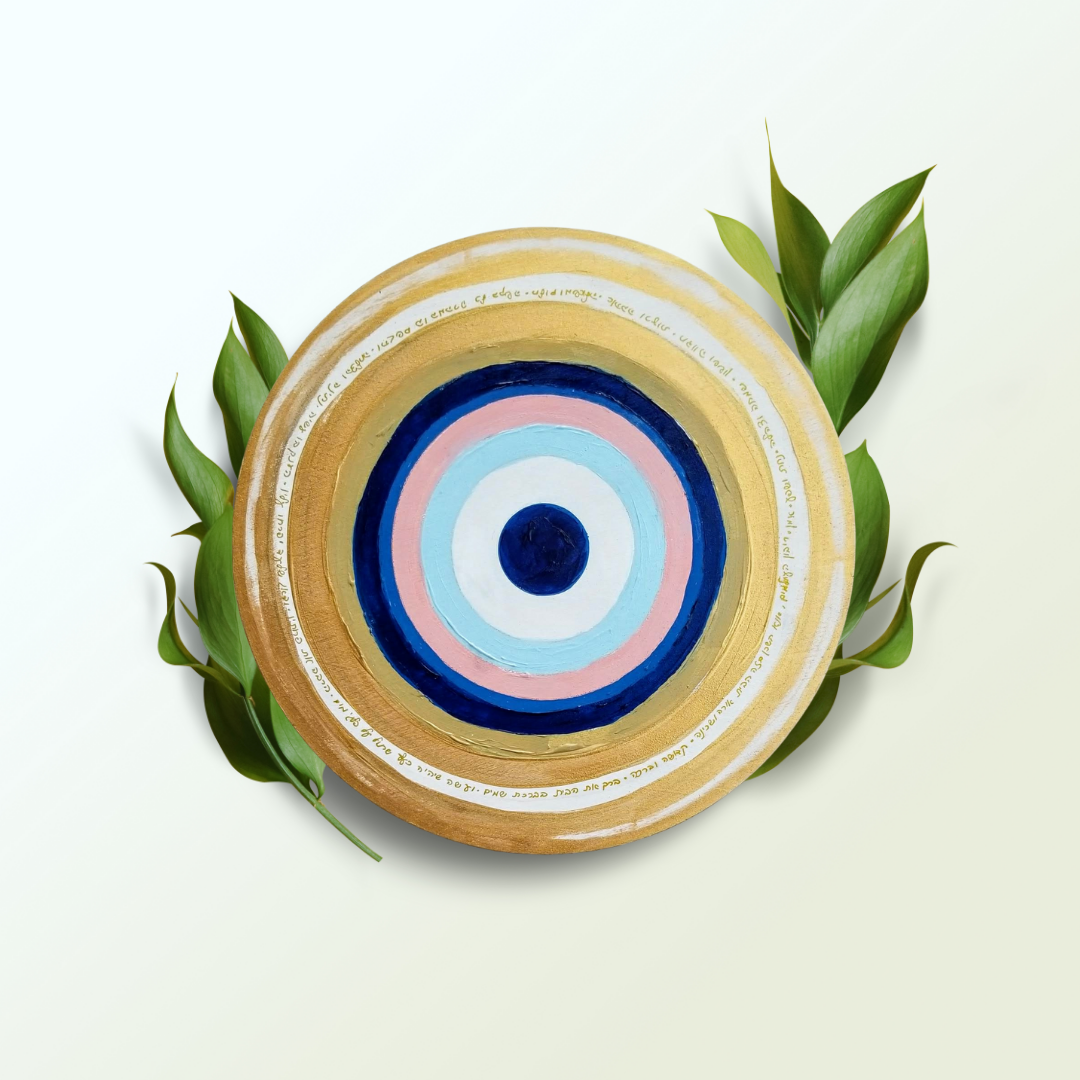Feminine Divine protection Circle  on A Circular Wooden Panel