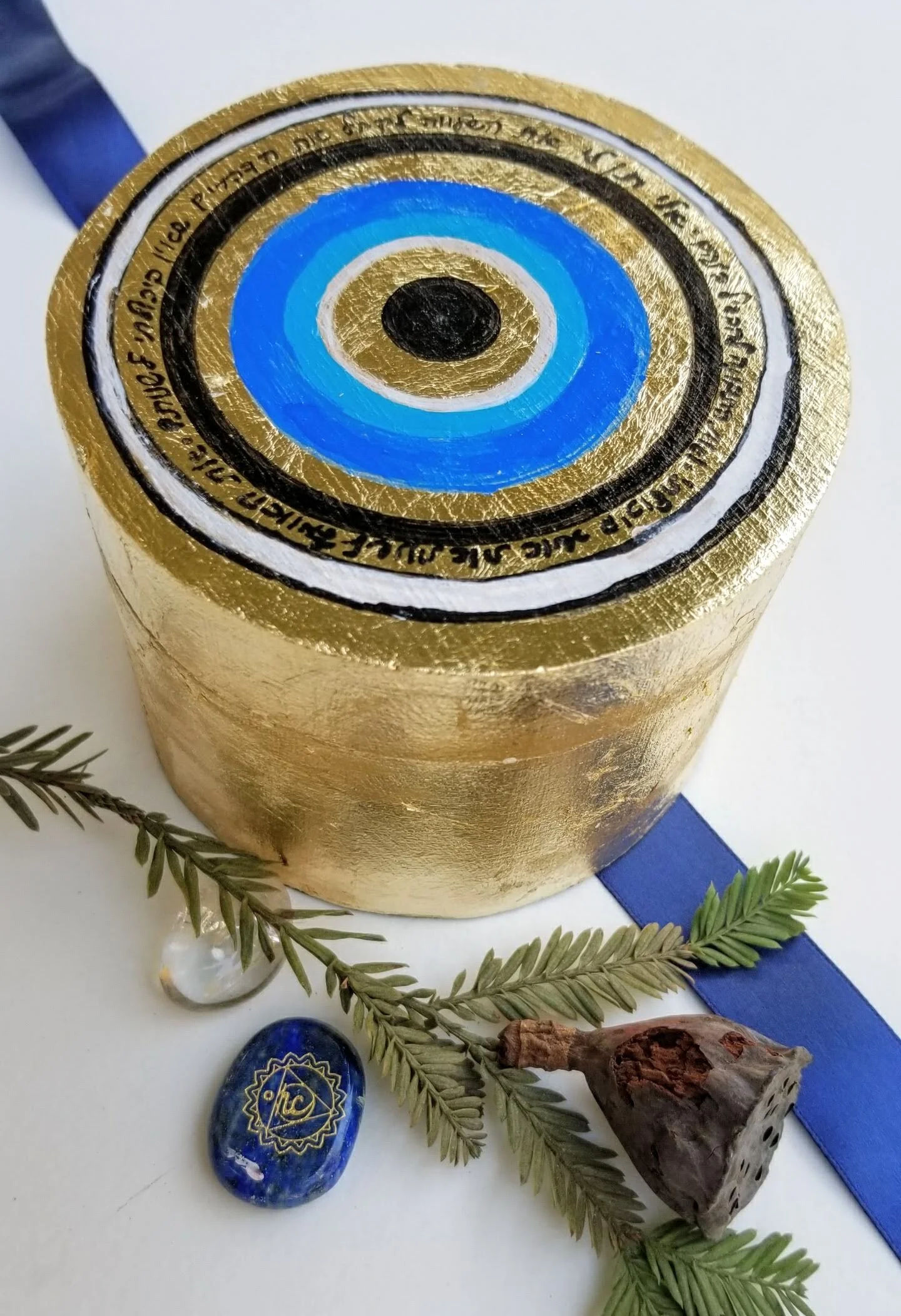 Circular Evil Eye God Box - Gold Leaf