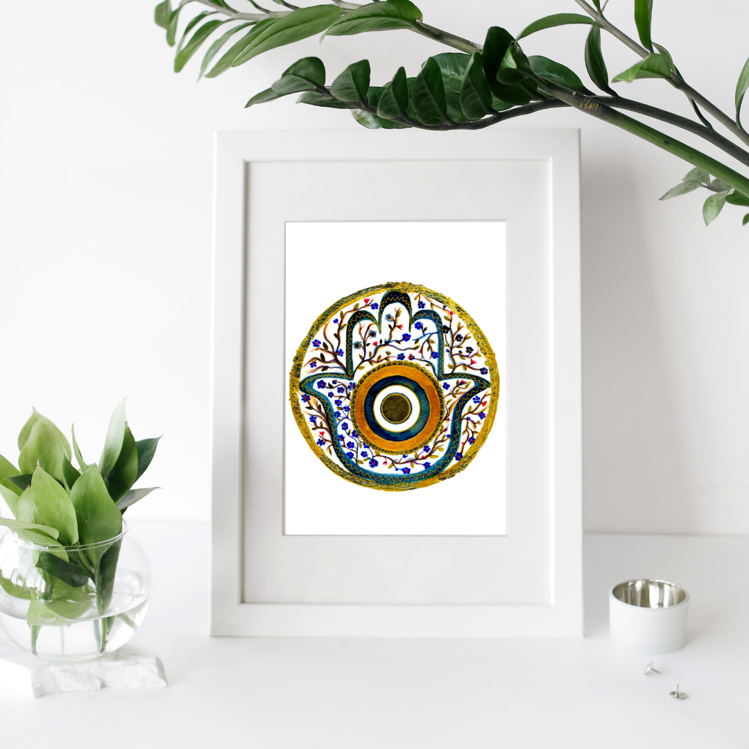 Blue Floral Garden Hamsa