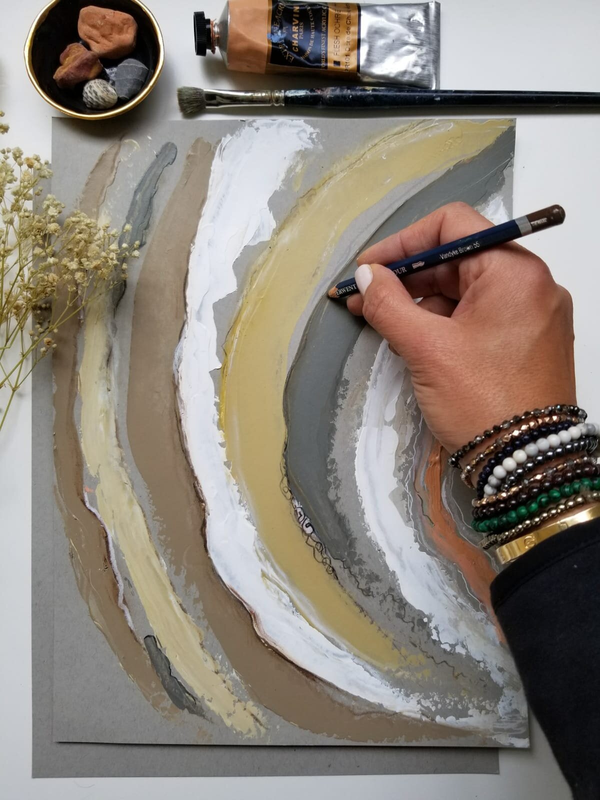 abstract acrylic painting with splash of intuitive earthy minimal colors by tammy machmali.jpg