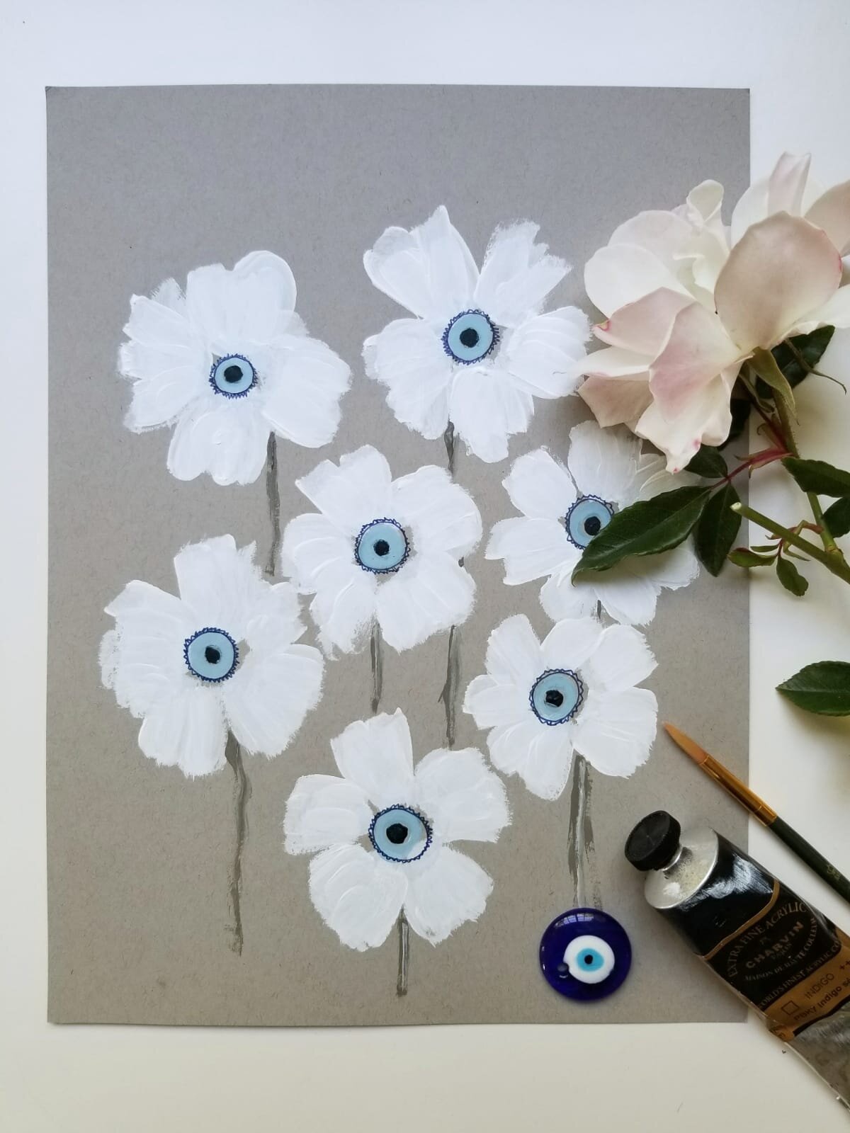 abstract, and romantic, this monochromatic acrylic floral painting is at once minimalistic and complex by tammy machmali.jpg