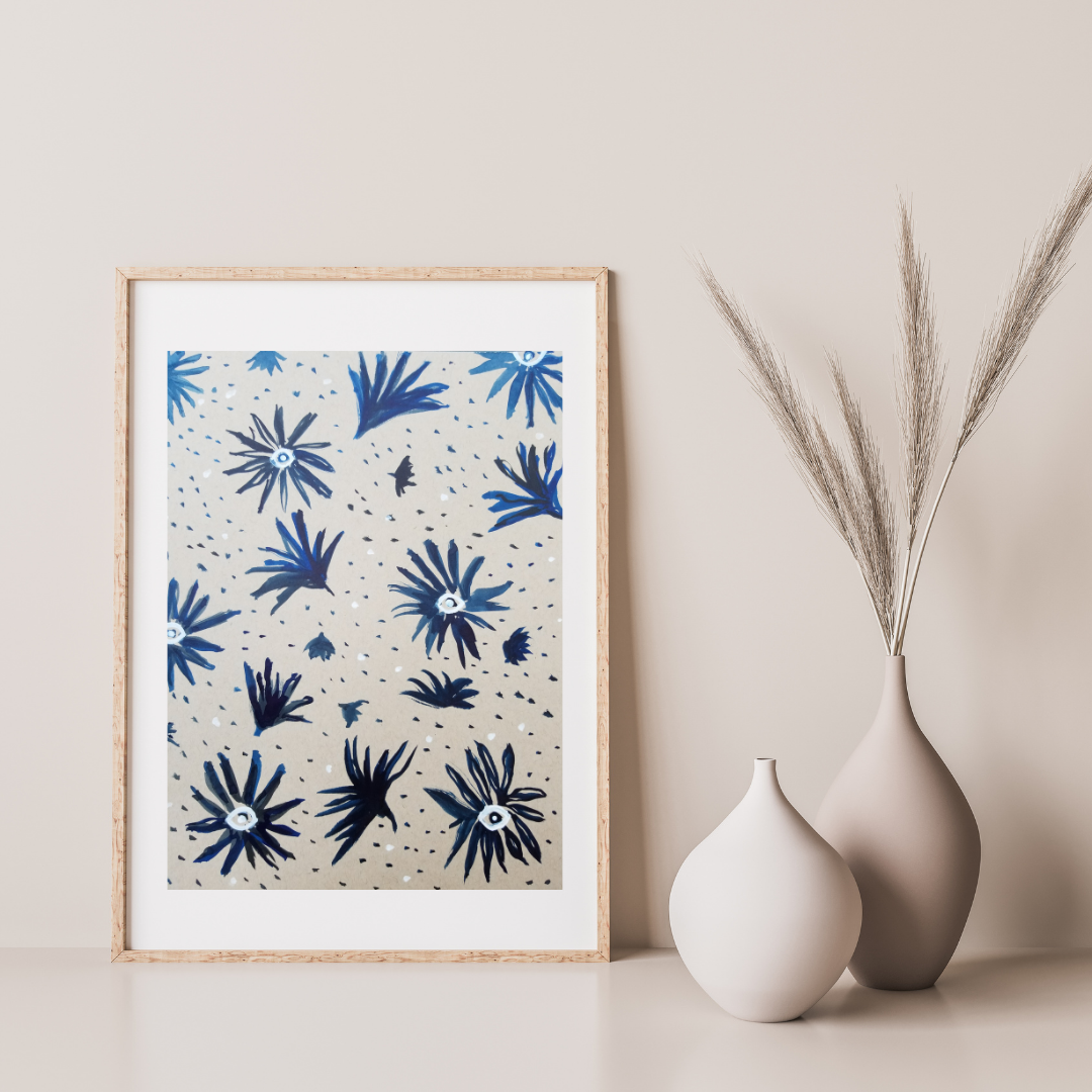 Elegant, Blue Voices - 9x12 inch acrylic painting