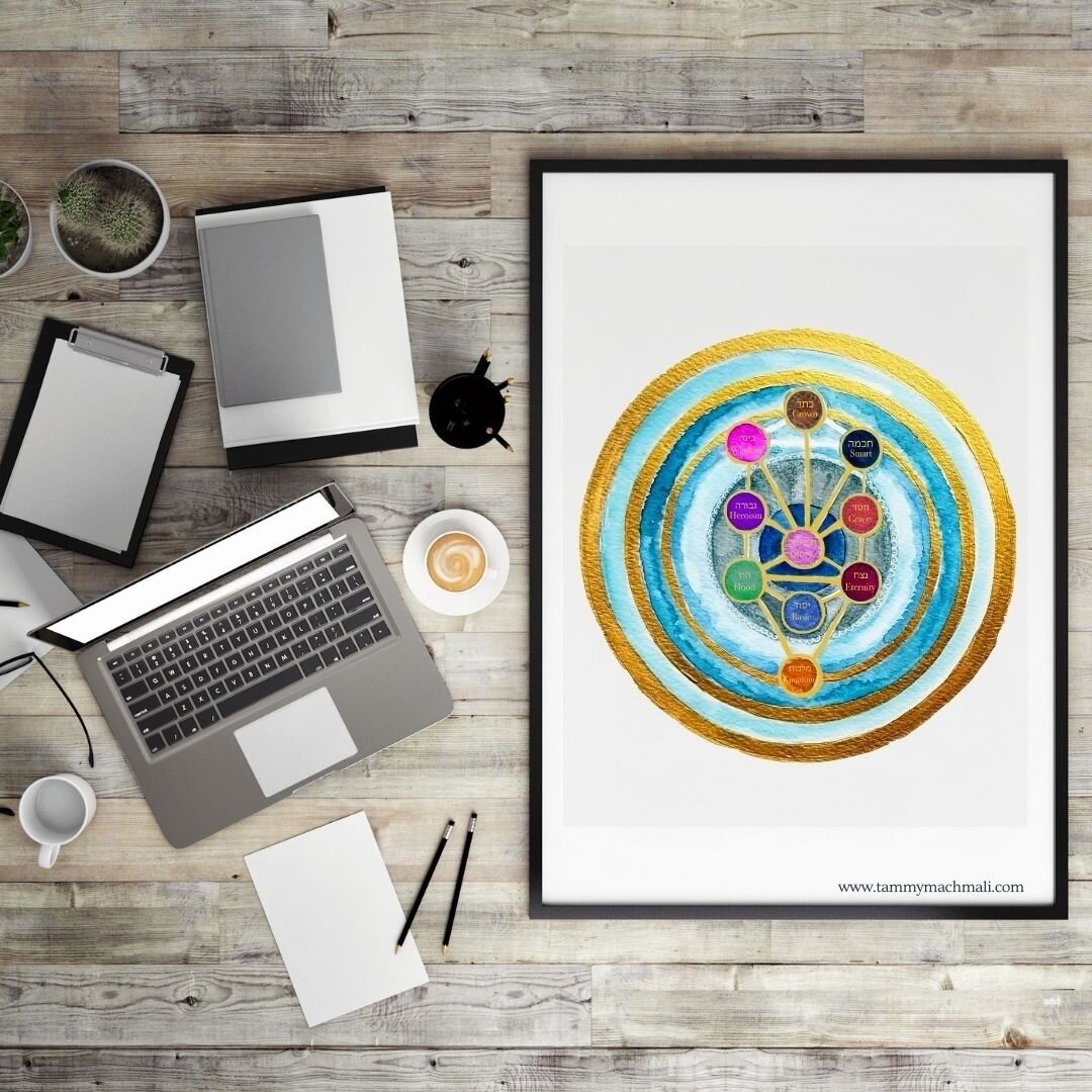 Tree of Life - Ten Sefirot kabalah black frame with a computer by tammy machmali.jpg