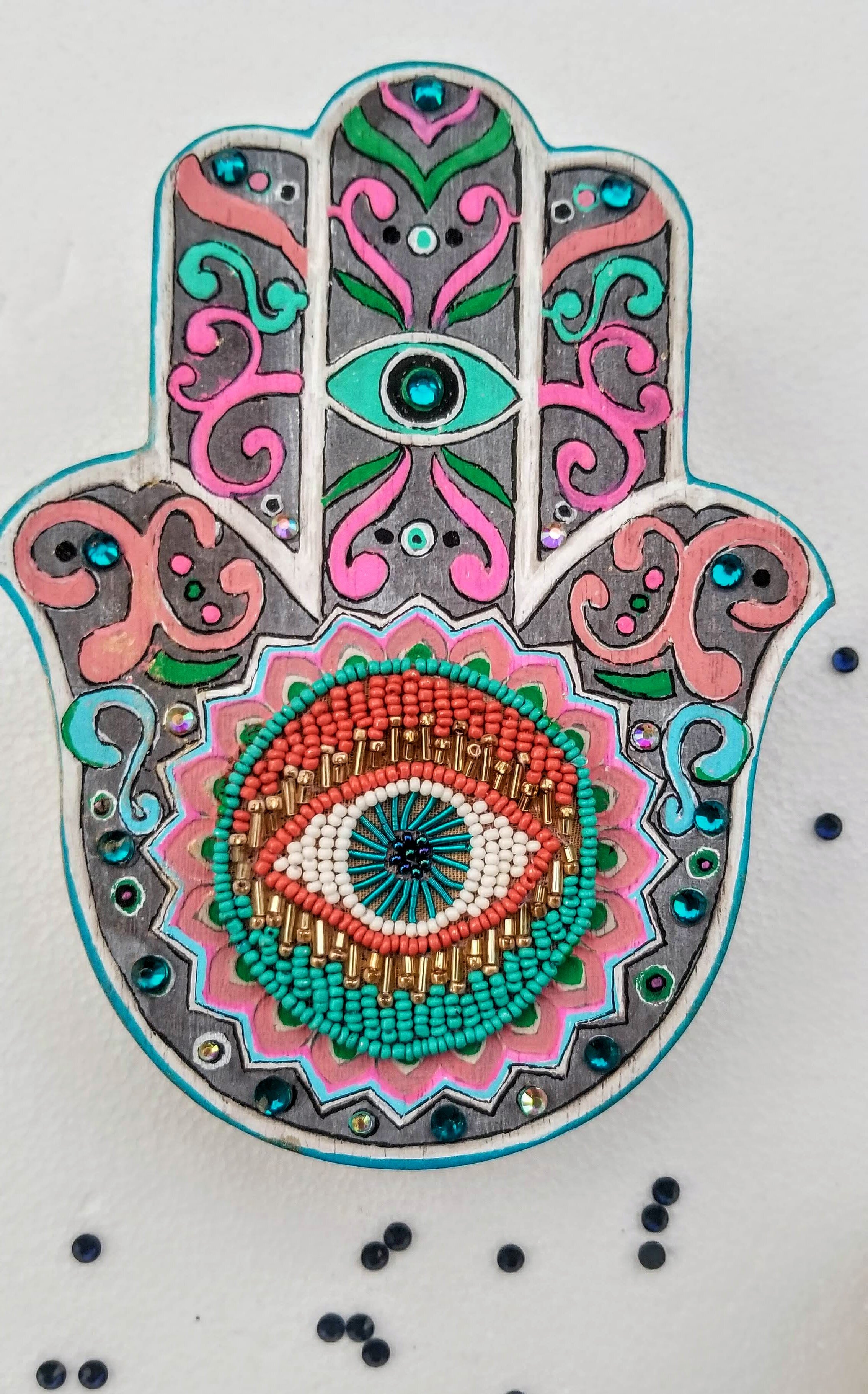 Pink /Green/Teal Hamsa Eye Protection Jewelry Box