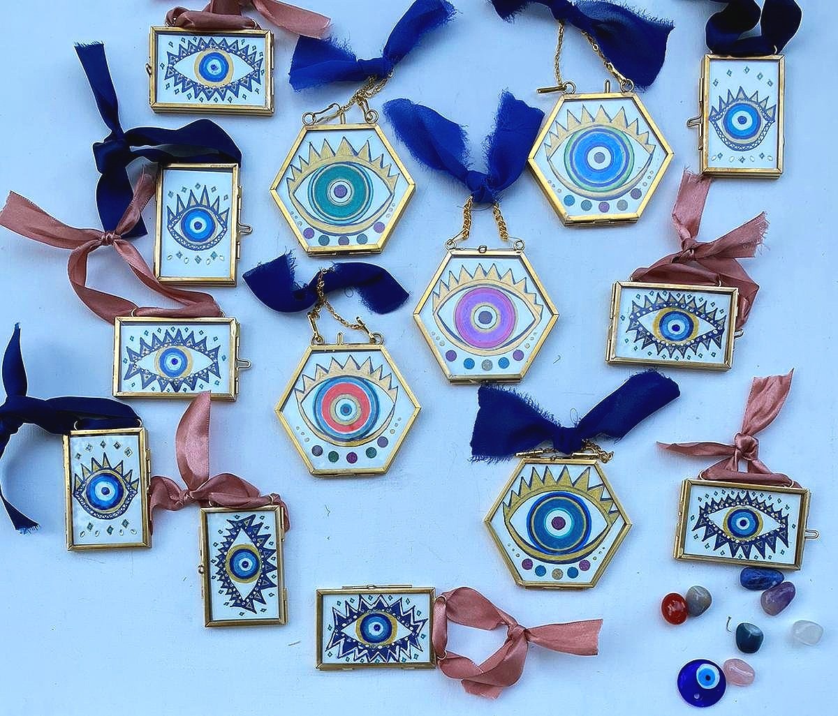 eternal-starry-orange-evil-eyes-hexagon-mini-wall-hanging-ornaments-by-tammy-machmali (Copy) (Copy) (Copy)
