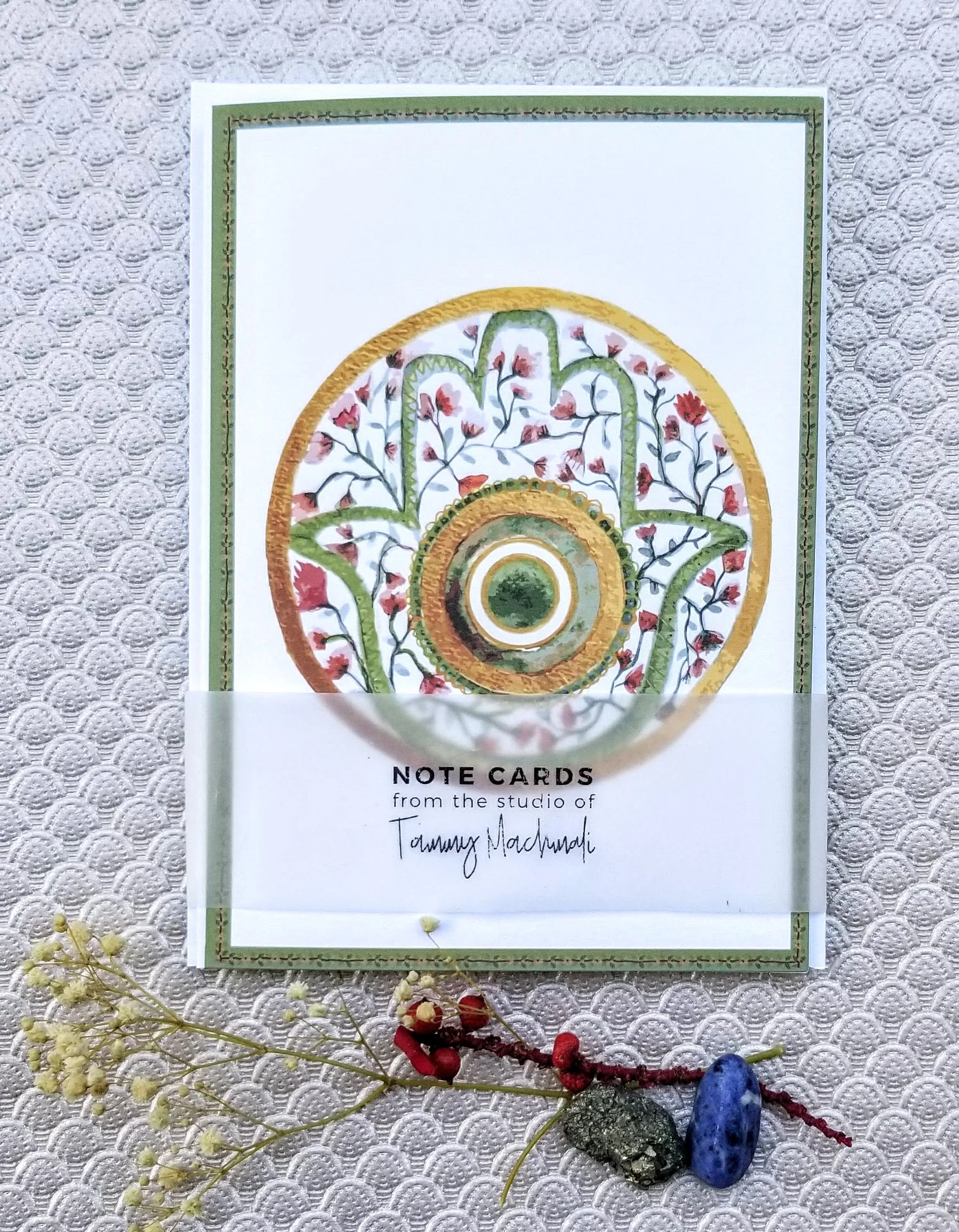 Garden Spiritual Secrets/ Set of 3 hamsa folded note cards
