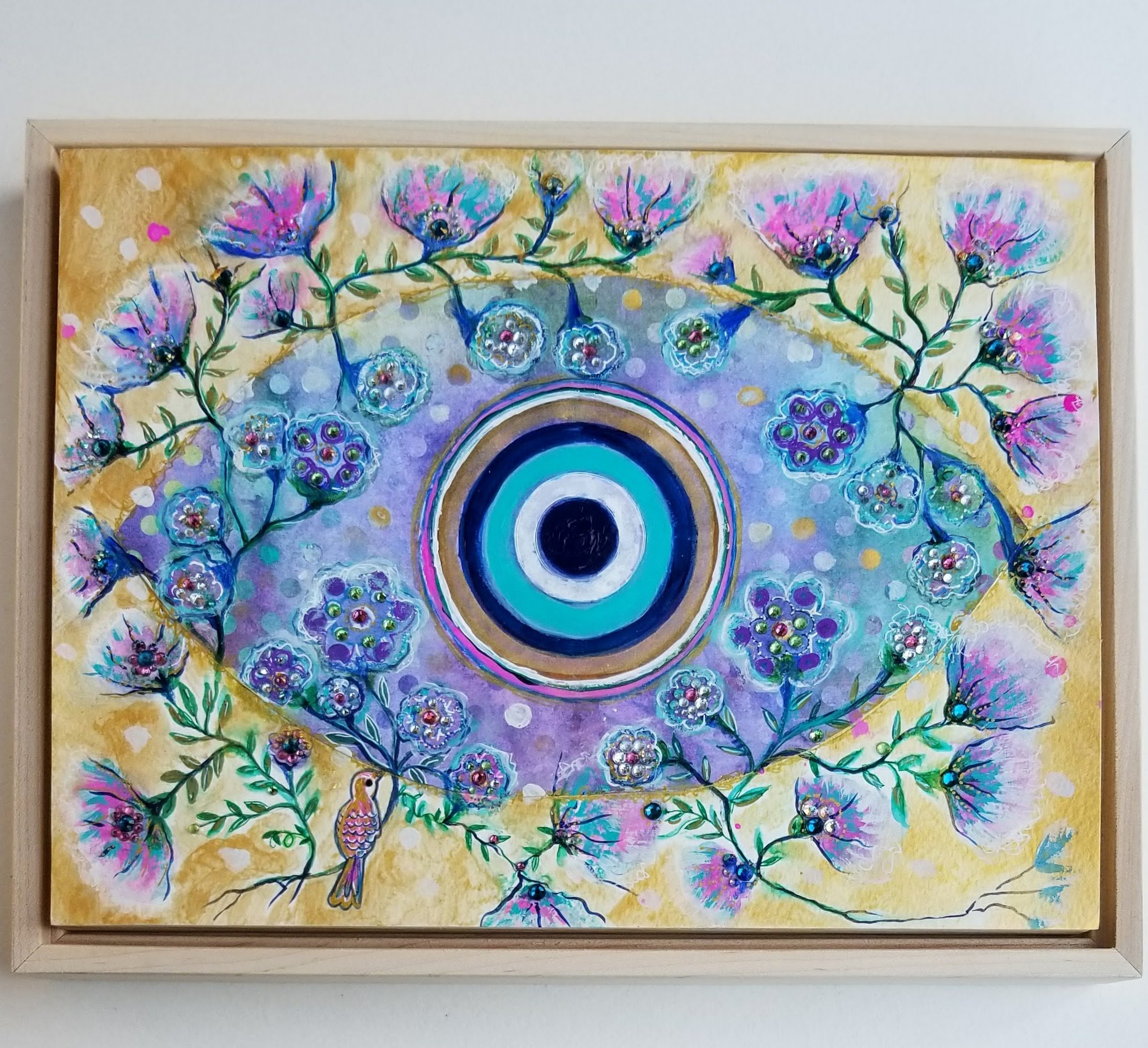 "On a clear and starry moonlit night" 9x12 Original Framed Collage Painting