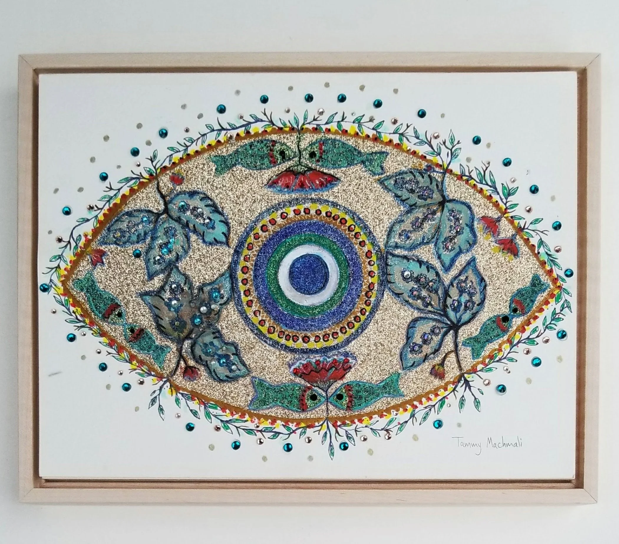 "His existence is like a breeze rustling the flowers" 9x12 Original Framed Collage Painting tammy machmali