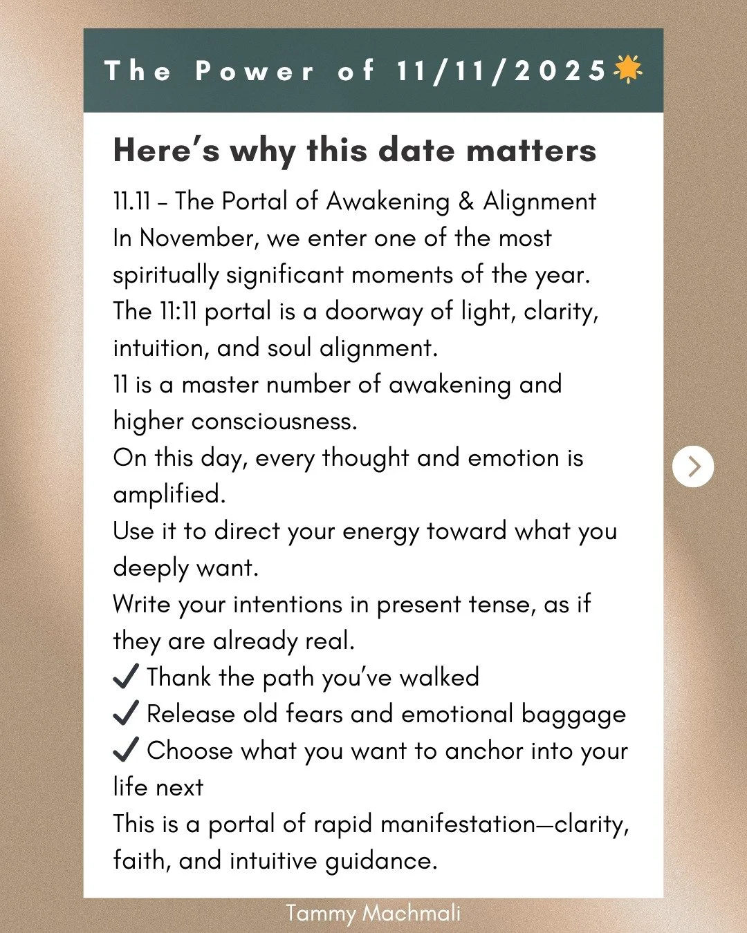 11:11 opens a new portal of possibility&mdash;this is the moment to listen to your intuition, let go of your mental and emotional baggage and choose growth, trust your path, and step into the life you know you&rsquo;re meant to live.✨🤩