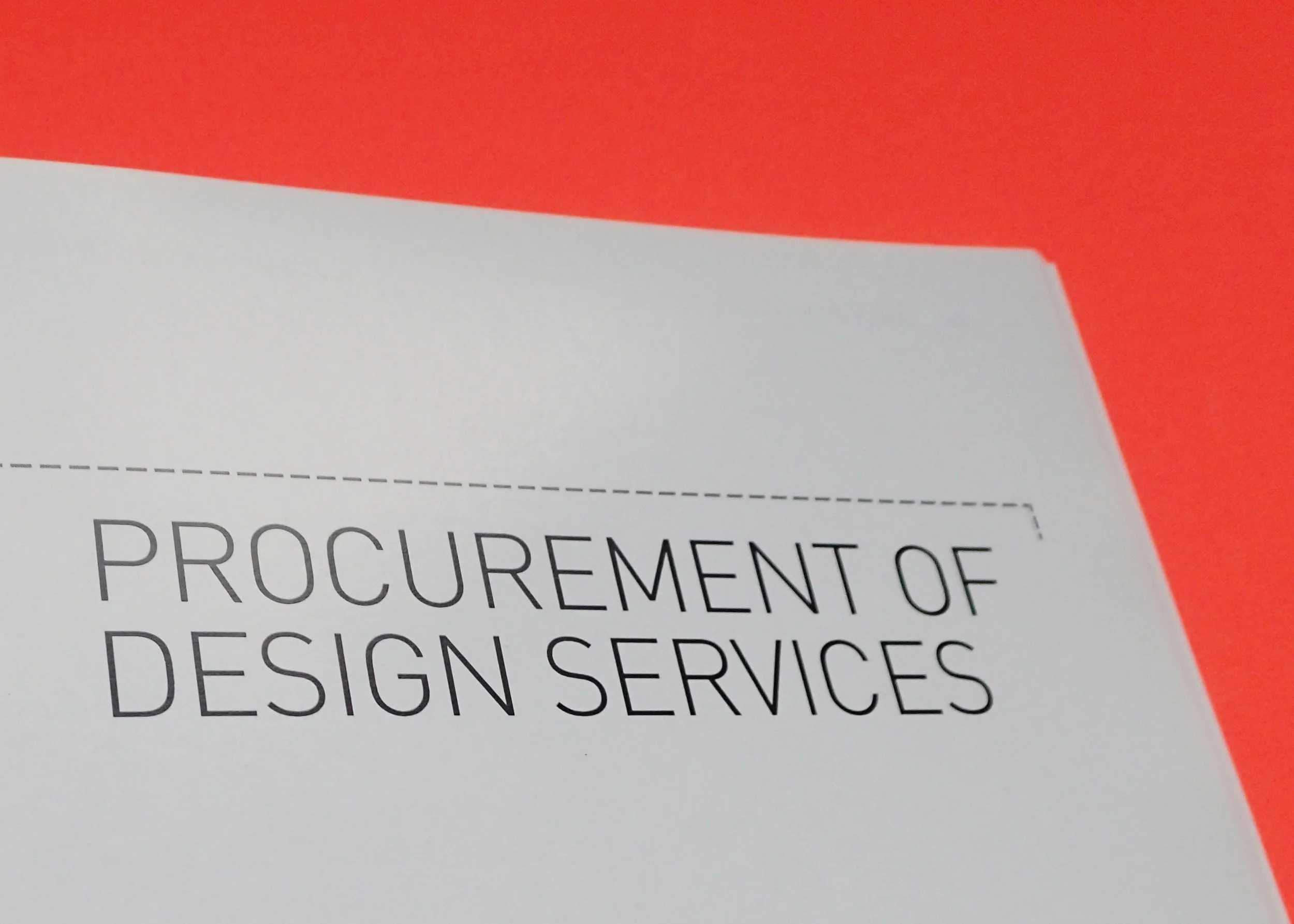  Close-up shot of a title inside the book that reads Procurement of Design Services 
