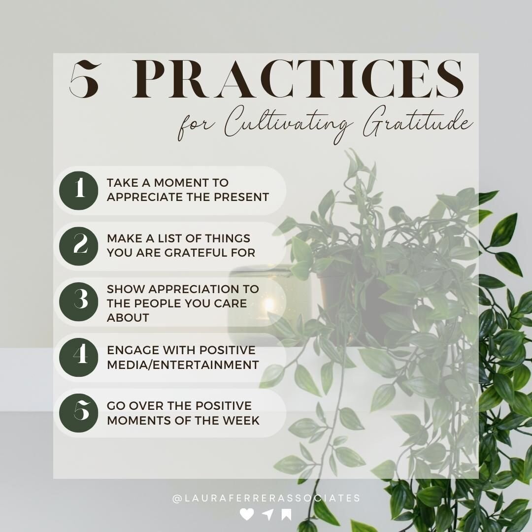 It can be easy to miss the little, but meaningful things when we spend so much time focused on our next project, task, or goal. Here are some simple practices that you can engage in to help cultivate a greater sense of gratitude in your daily life.
.