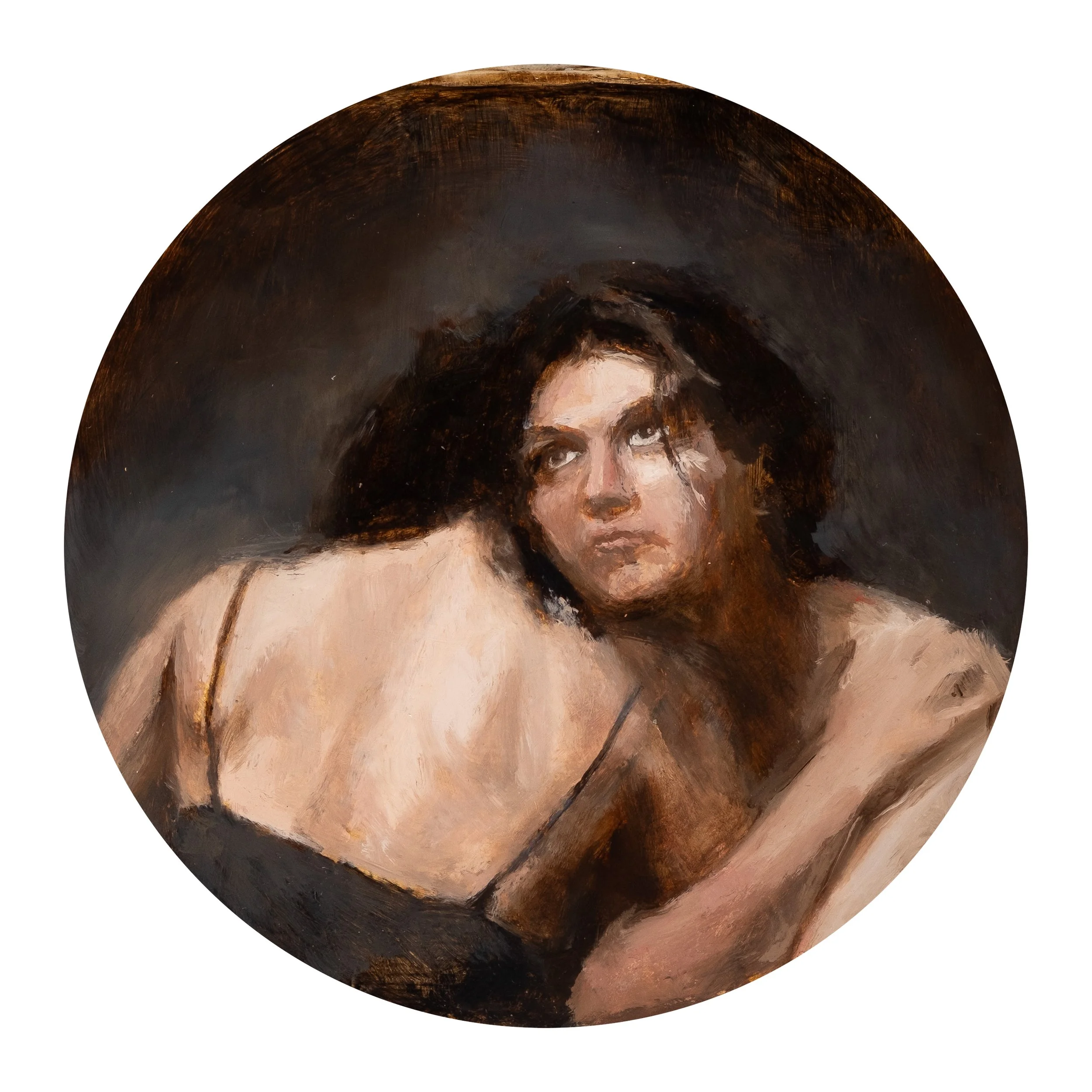  2025  Oil on plastic cd case prepared with gesso  5 × 5.75 inches   