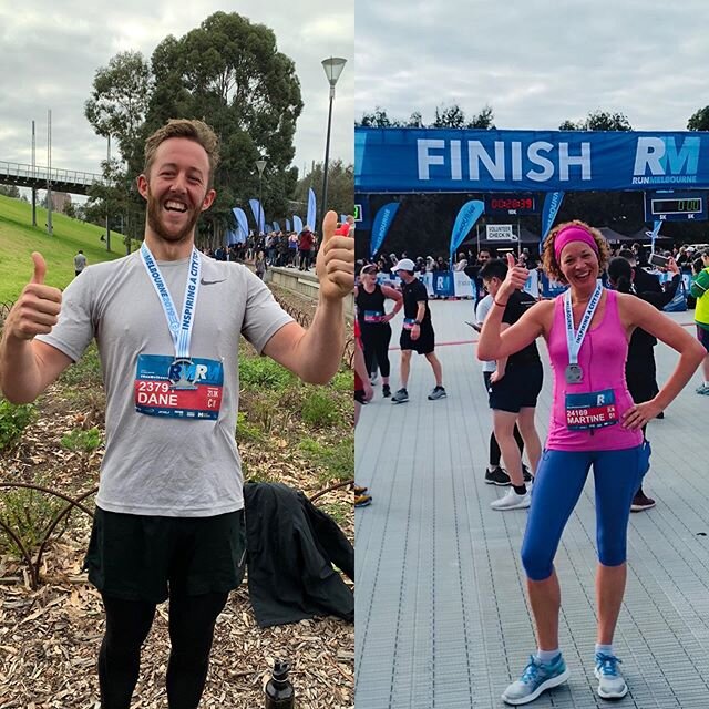 Congratulations to these two very happy athletes for completing the Run Melbourne half marathon today! Despite a few setbacks they were both consistent with rehab and recovery and finished today strong. Well done Dane &amp; Martine!