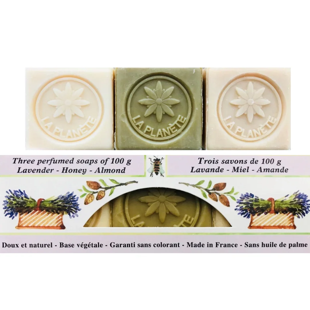 Soap Bars Trio (Almond, Honey & Lavender) - Marius Fabre