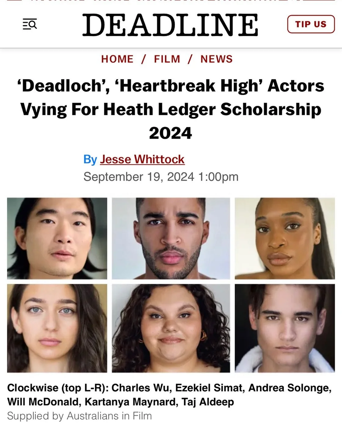 Honoured. 

Big love and thanks to @australiansinfilm for running such an incredible program &amp; for the judges that select us to be the final few !

More spam to come but suffice to say.. LA, I&rsquo;ll seeya soon 

🥰